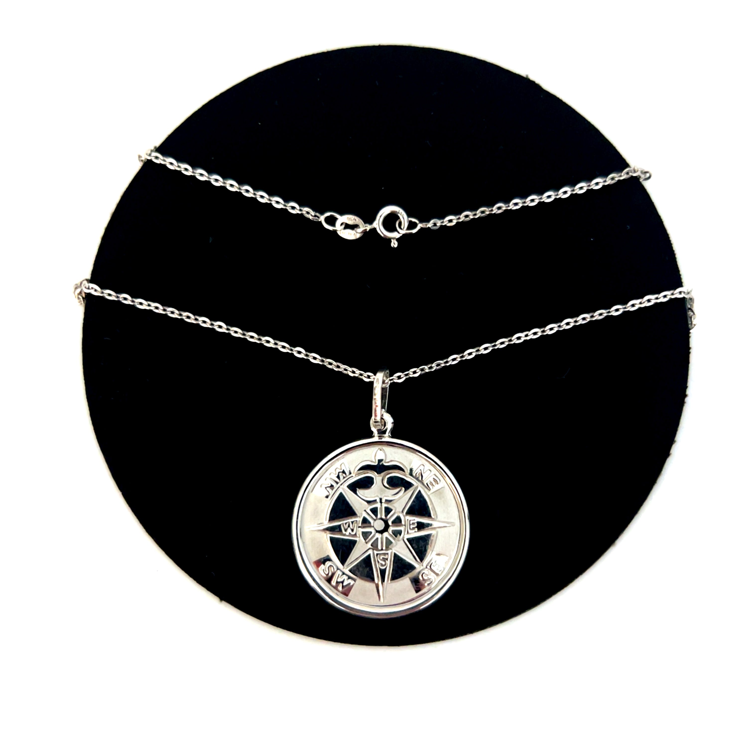 Kette mit Anhänger "Himmelsrichtungen" Weißgold 750 / 18 kt