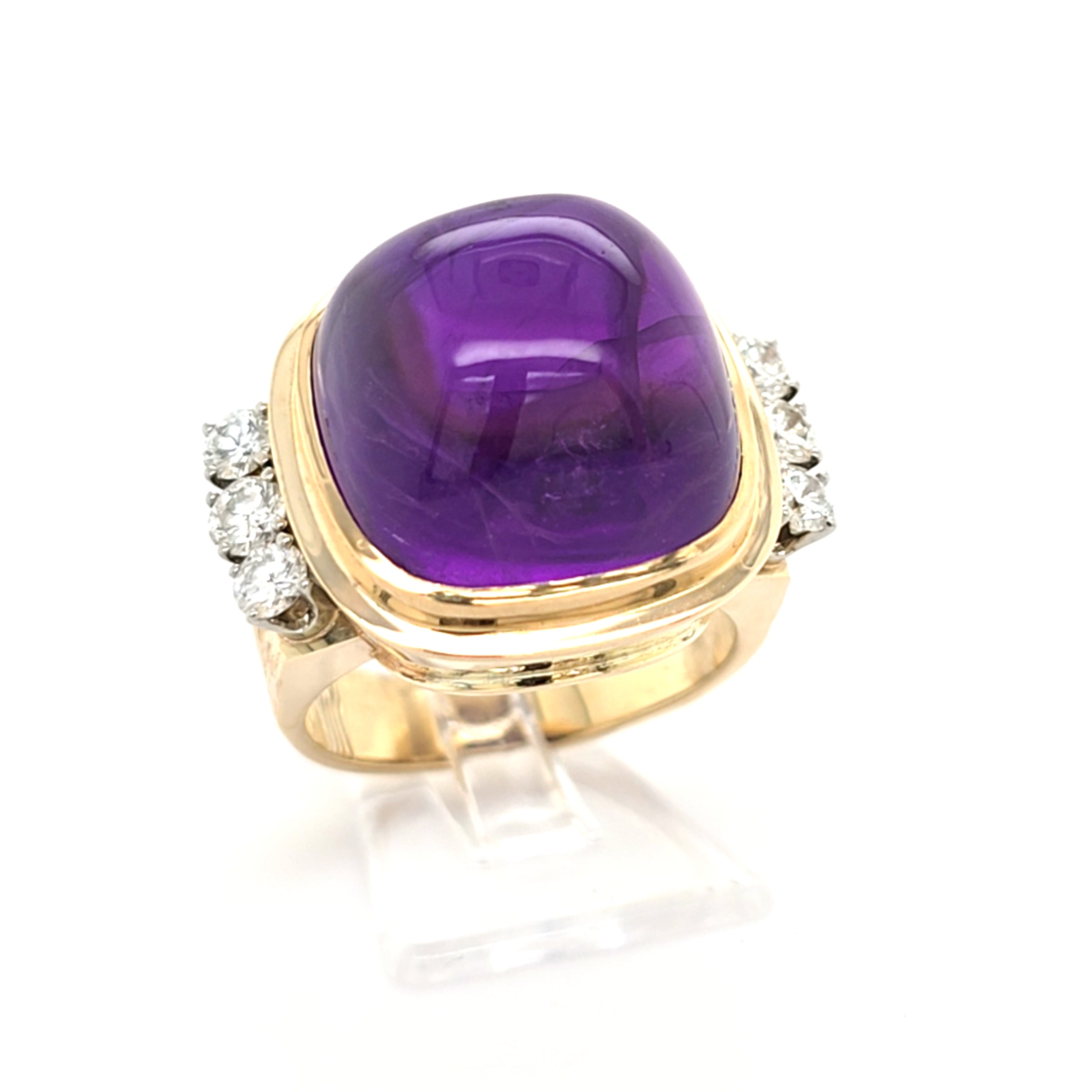 Damen Ring Gelb Gold Brillanten je 0,1 ct Lila Schmuckstein *55* 205861