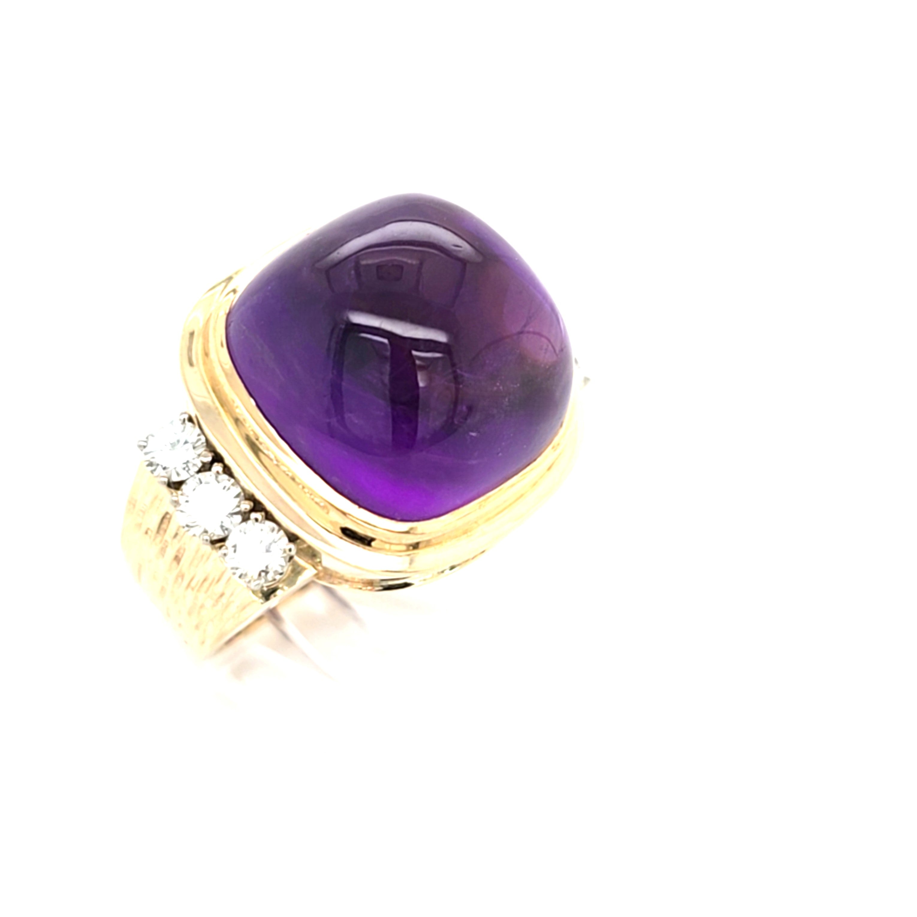 Damen Ring Gelb Gold Brillanten je 0,1 ct Lila Schmuckstein *55* 205861