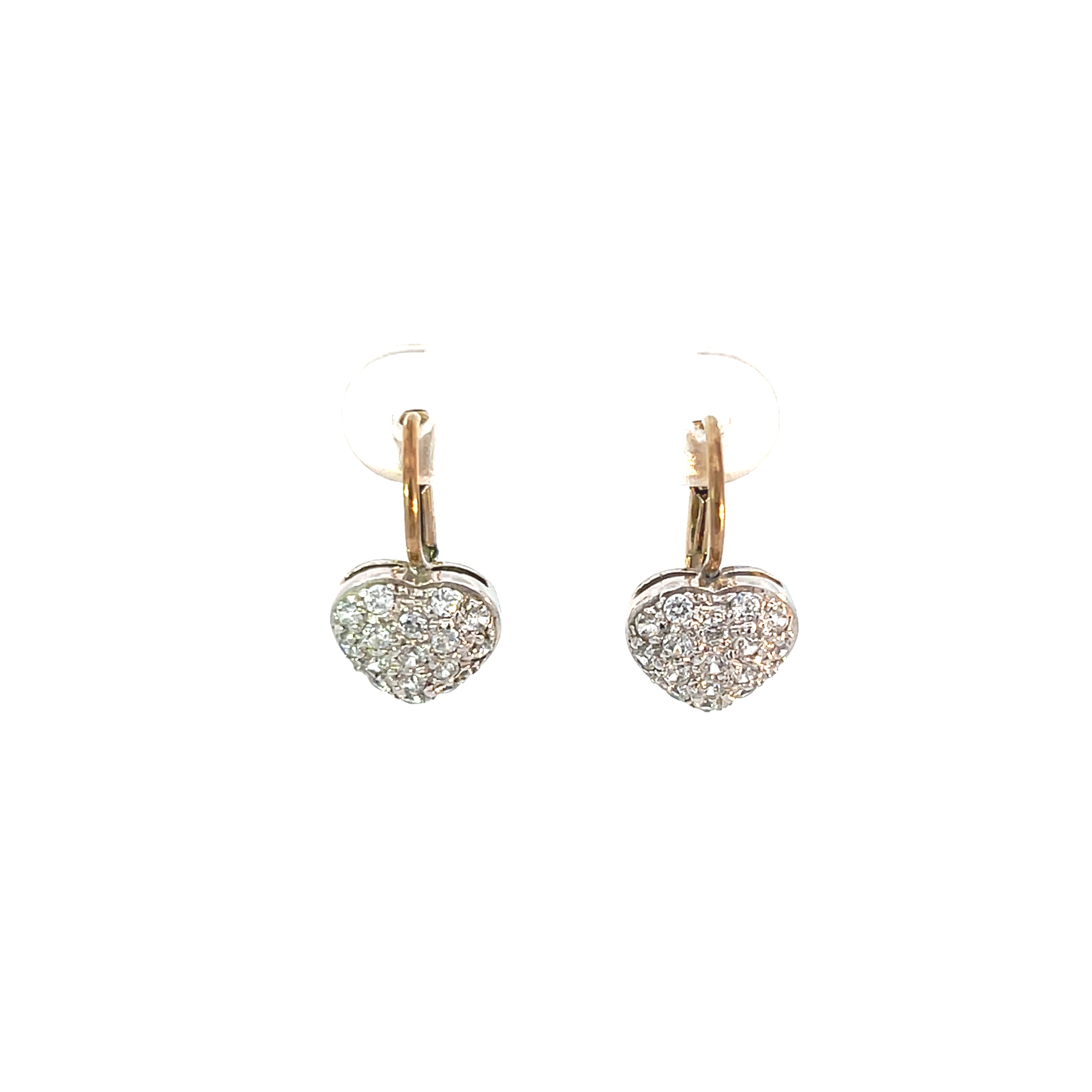 Ohrringe "Herzen" Gelbgold und Weißgold 333 / 9 kt