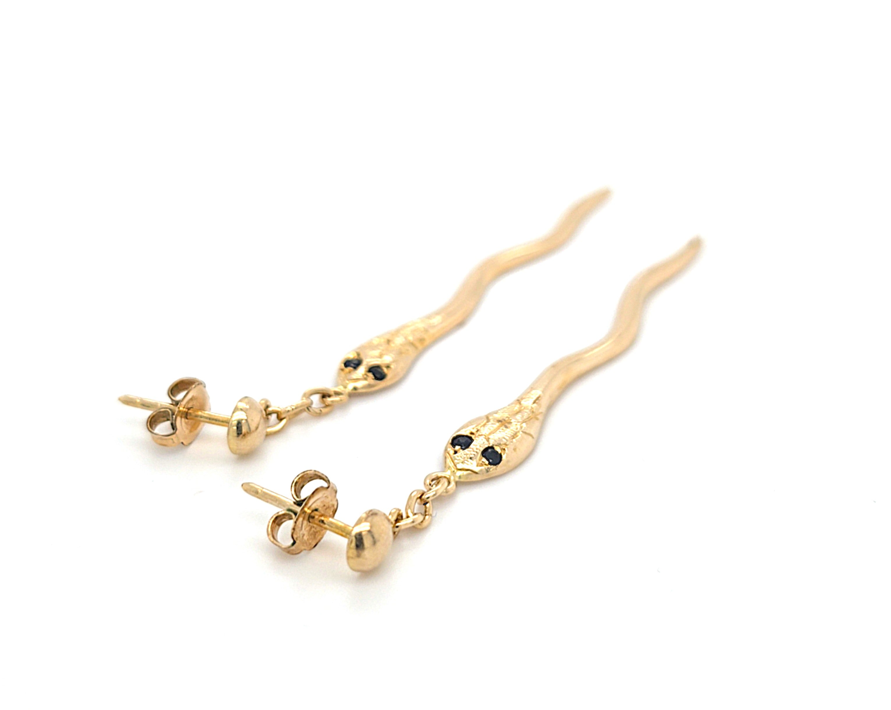 Ohrringe Gold 585 14 kt Stecker Schlangen Schmucksteine blau Damen