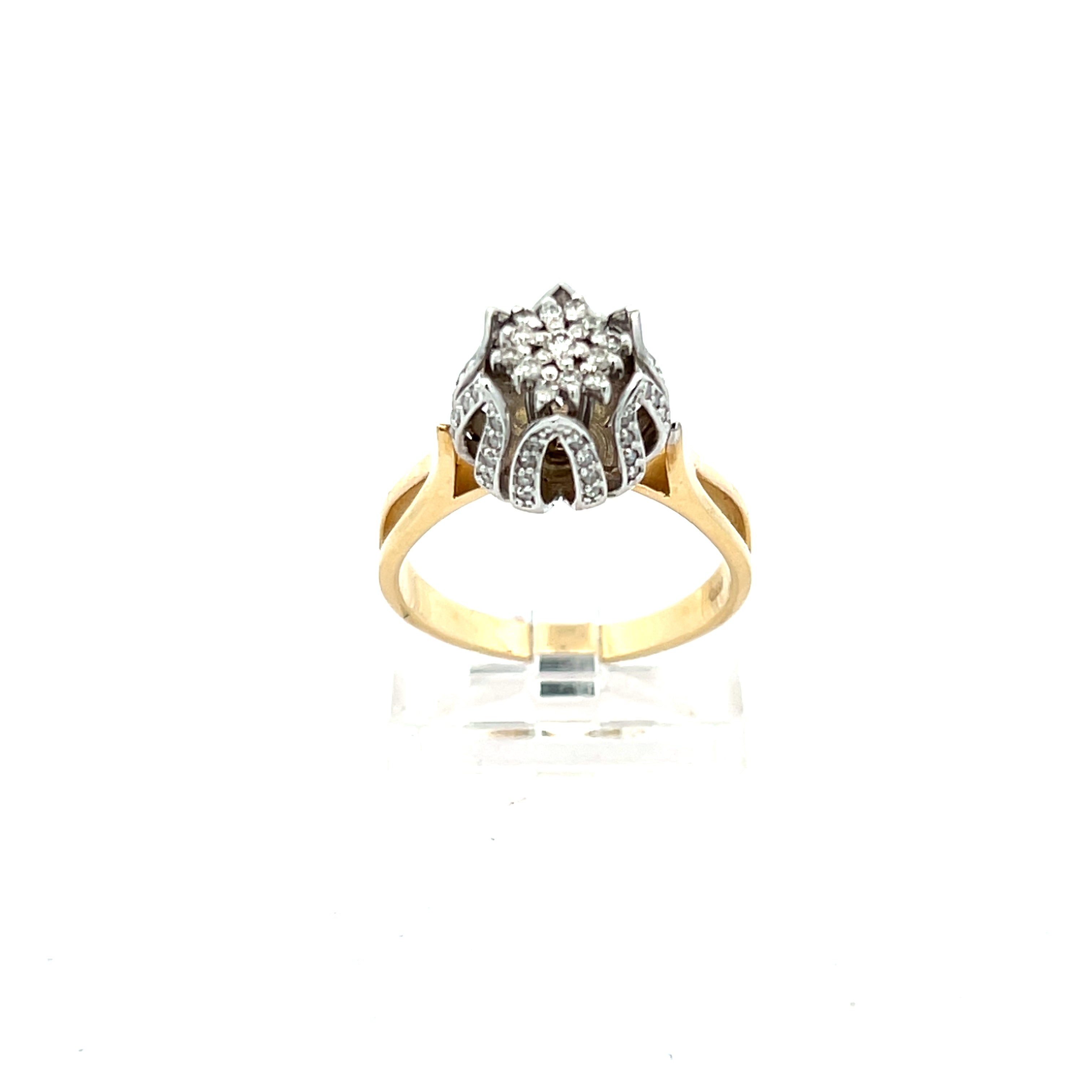 Damenring Gelbgold und Weißgold 585 / 14 Kt