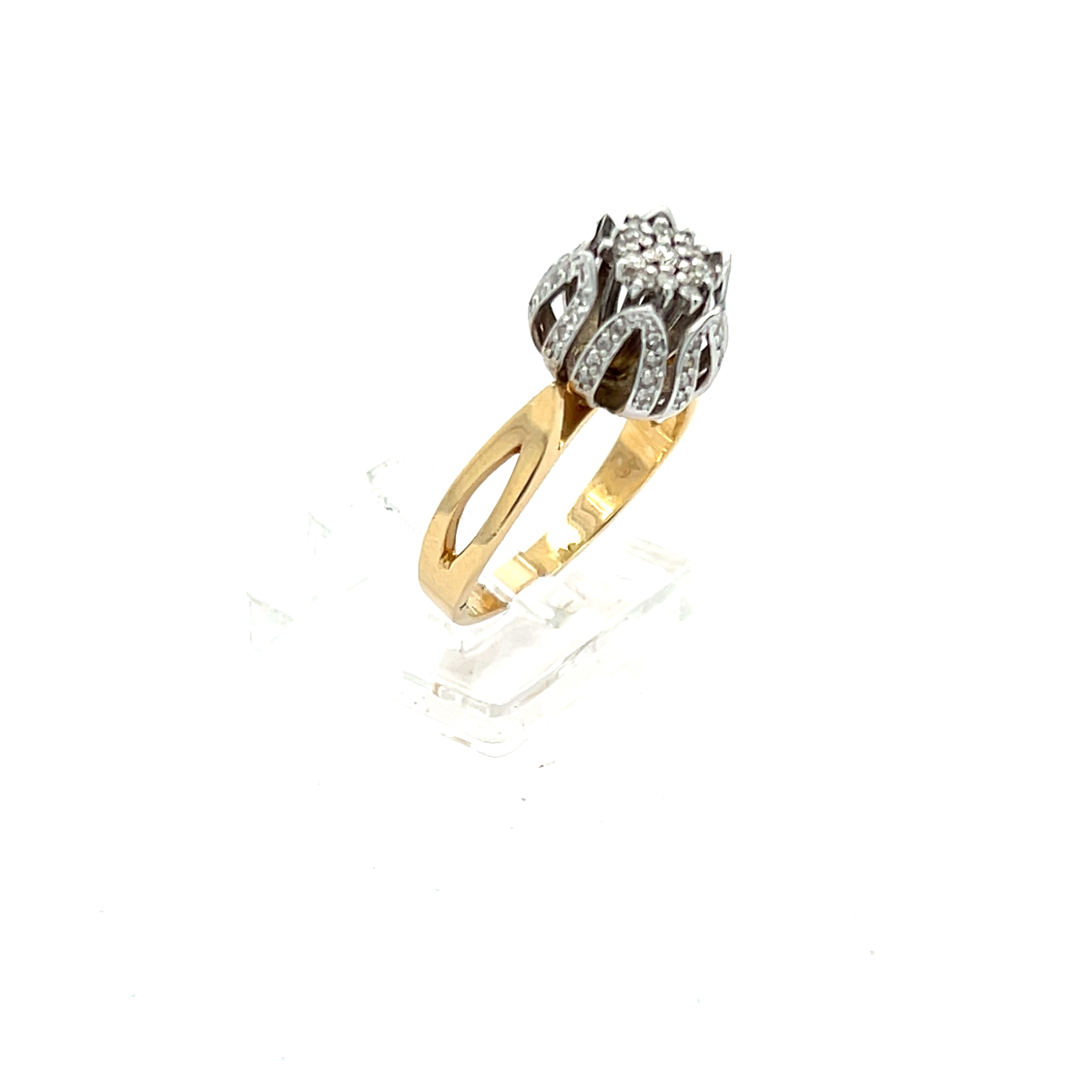 Damenring Gelbgold und Weißgold 585 / 14 Kt