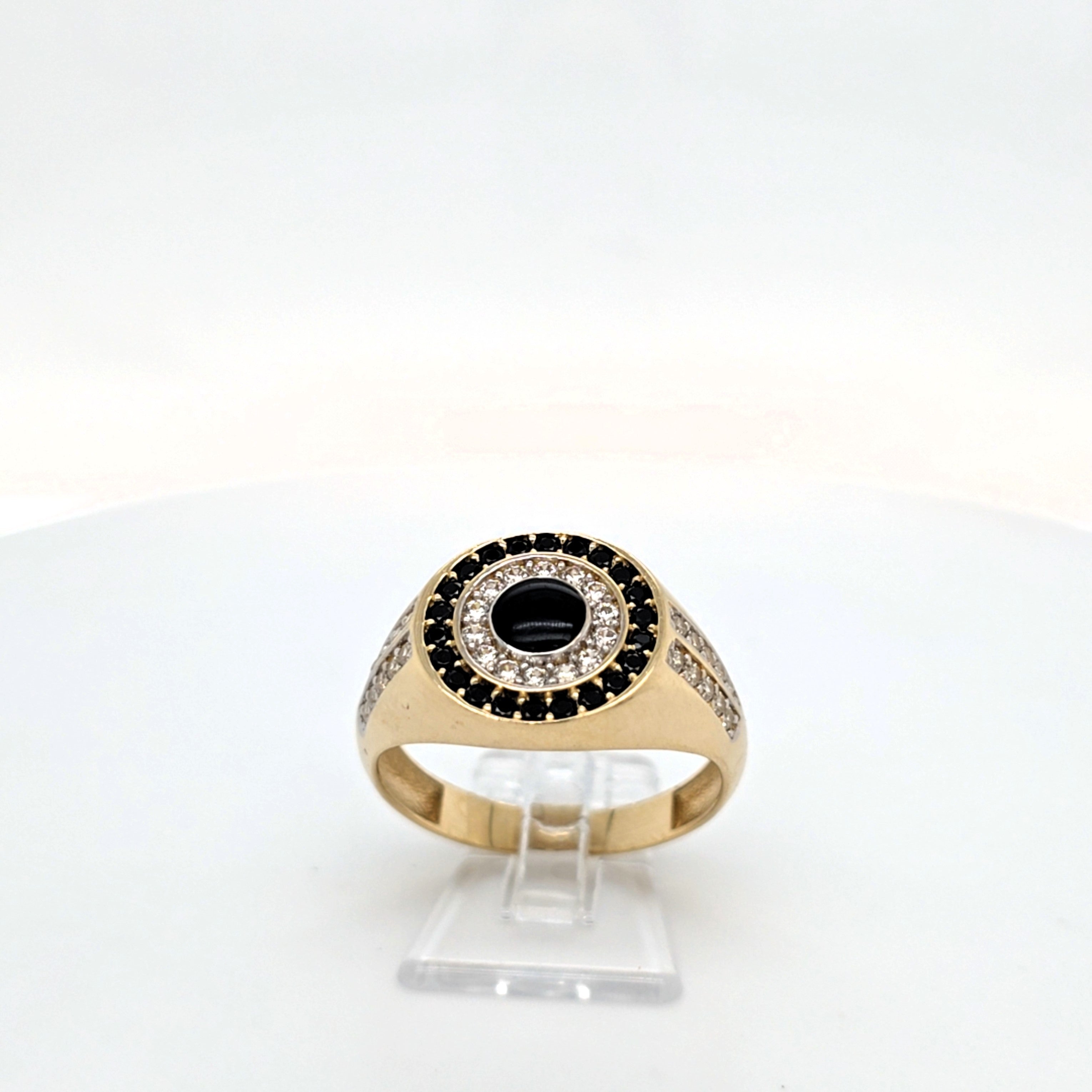 Ring Gelb Gold 585 Zirkonia Schmucksteine Schwarz Damen