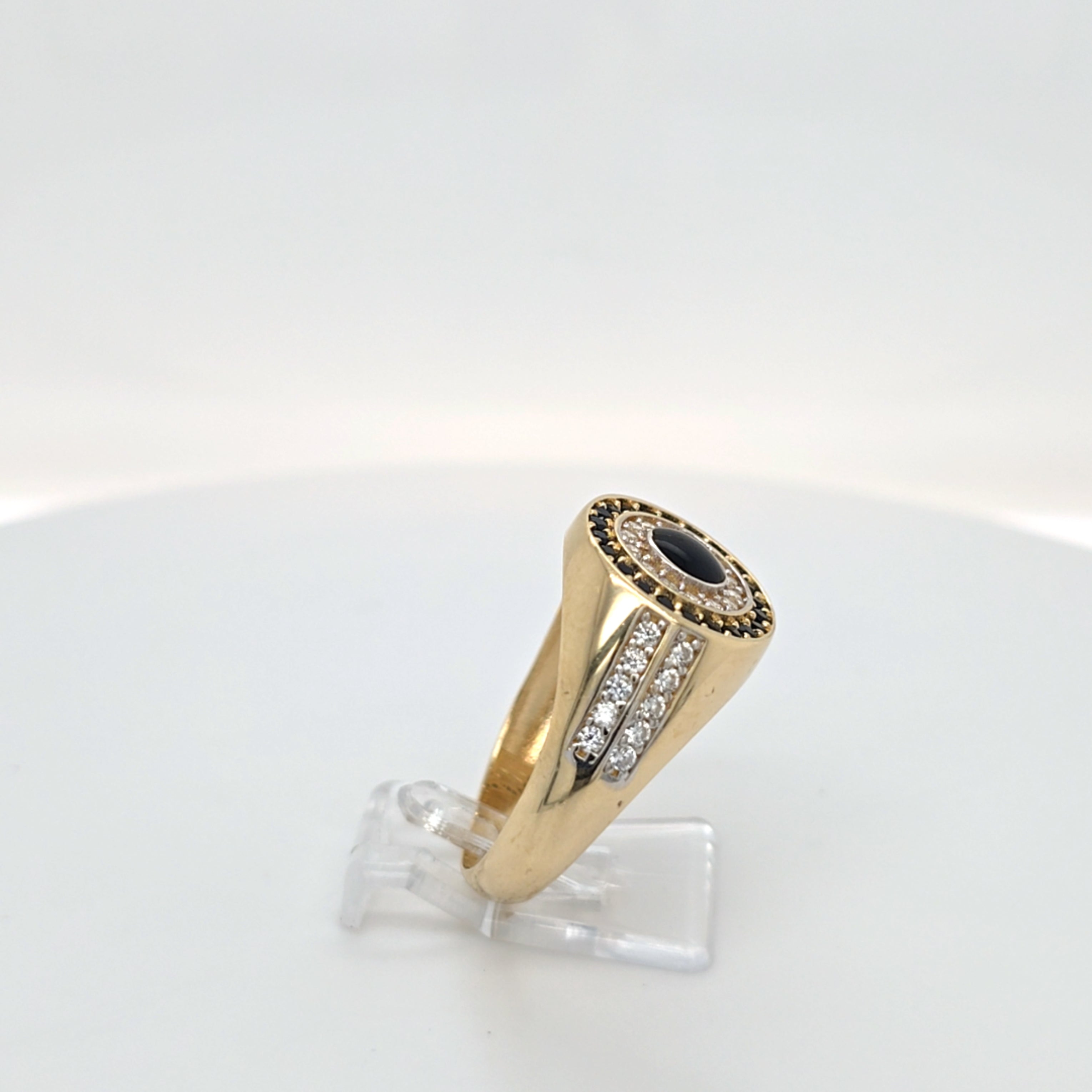 Ring Gelb Gold 585 Zirkonia Schmucksteine Schwarz Damen