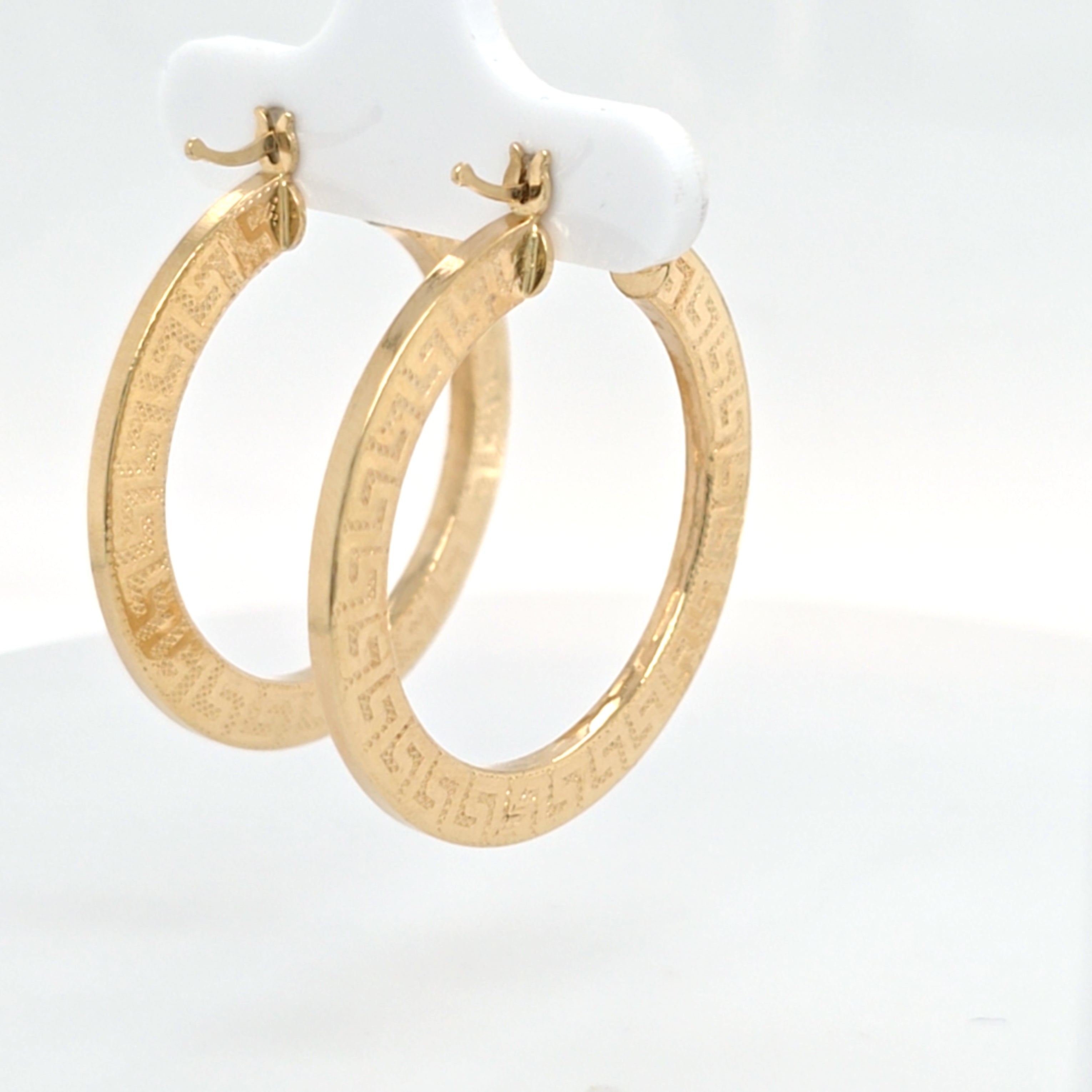 Damen Creolen Gelbgold 585 14 kt. Mäandermuster Schmuck 201586