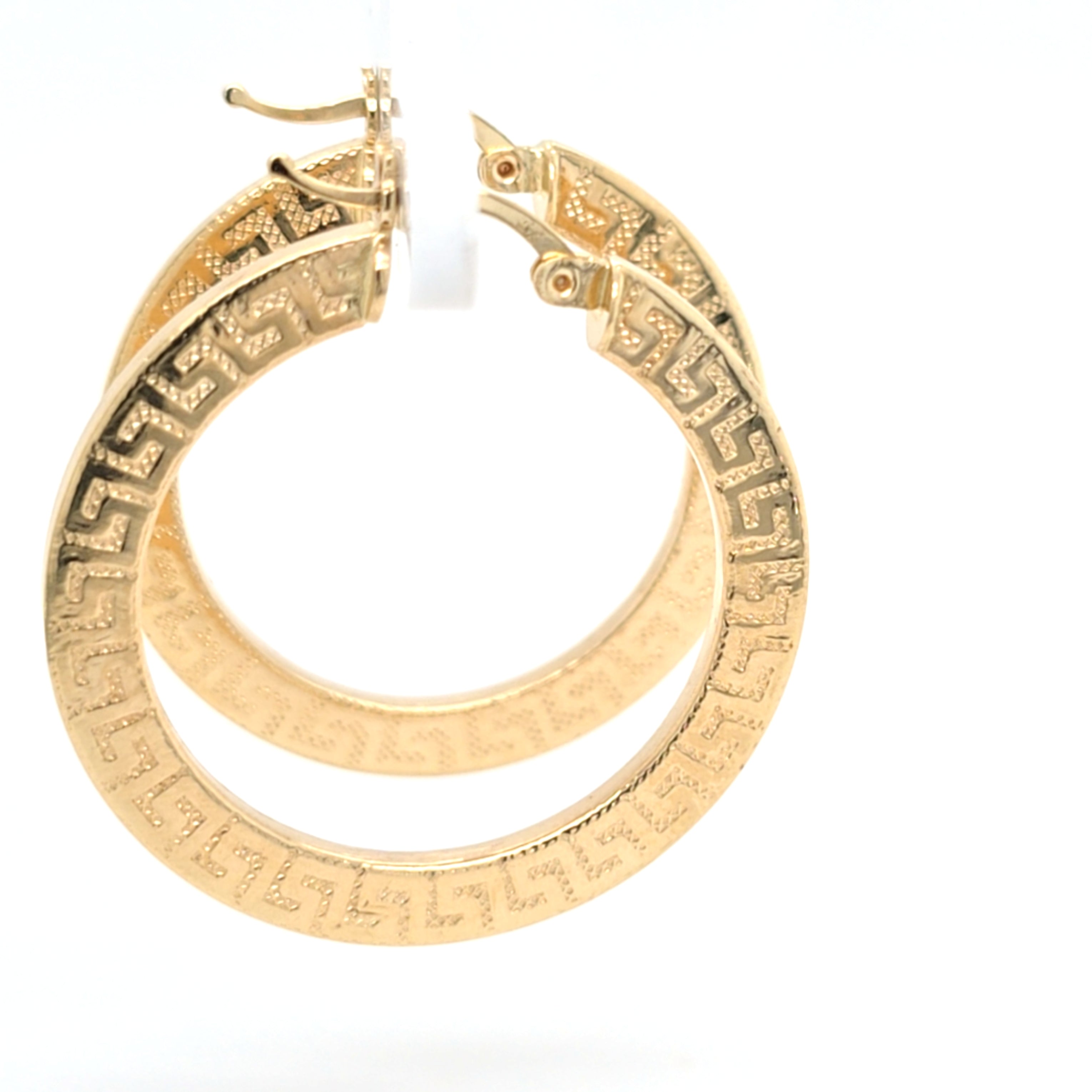 Damen Creolen Gelbgold 585 14 kt. Mäandermuster Schmuck 201586