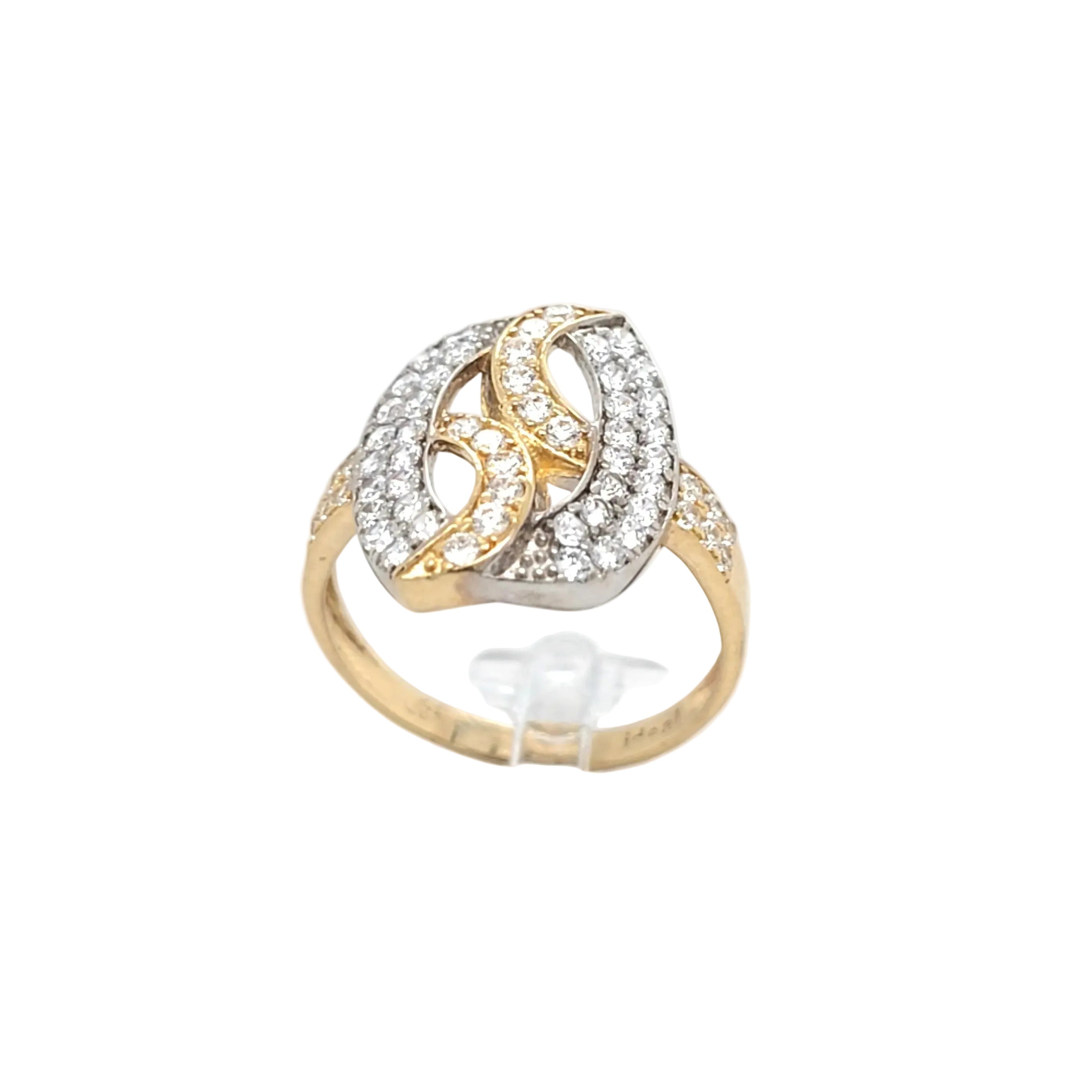 Damen Ring Gelbgold Weißgold 585 14 kt Zirkonia