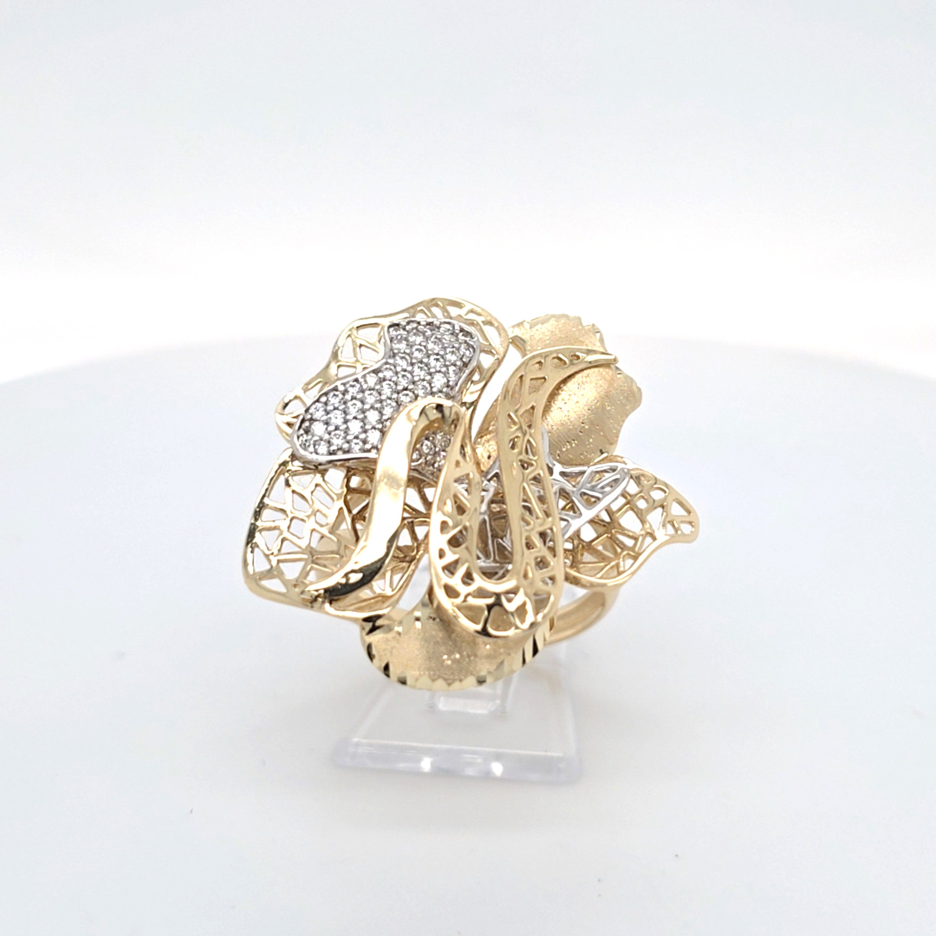 Damen Ring Gelbgold Weißgold 585 14 kt Zirkonia  Schmuck Geschenk 176003