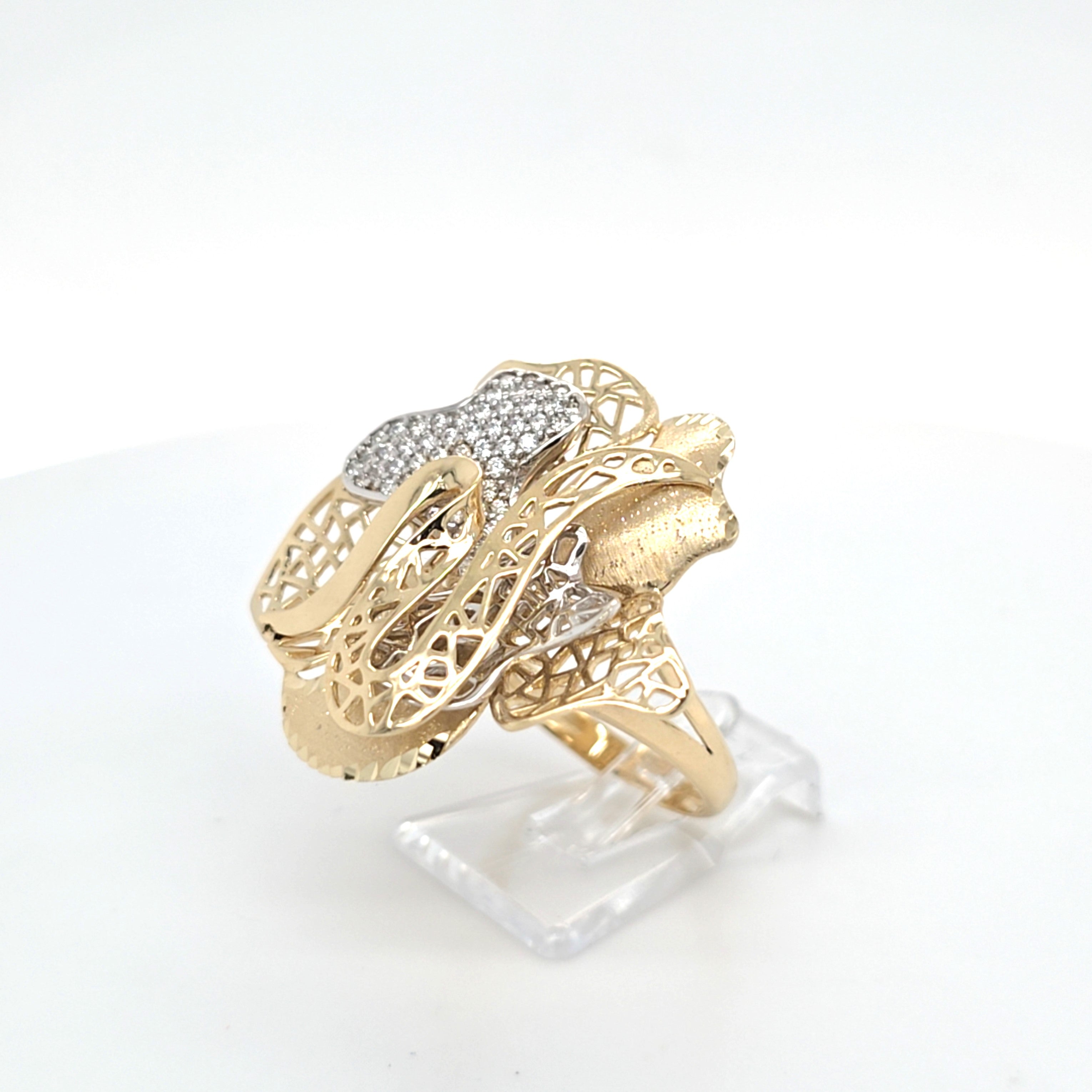 Damen Ring Gelbgold Weißgold 585 14 kt Zirkonia  Schmuck Geschenk 176003