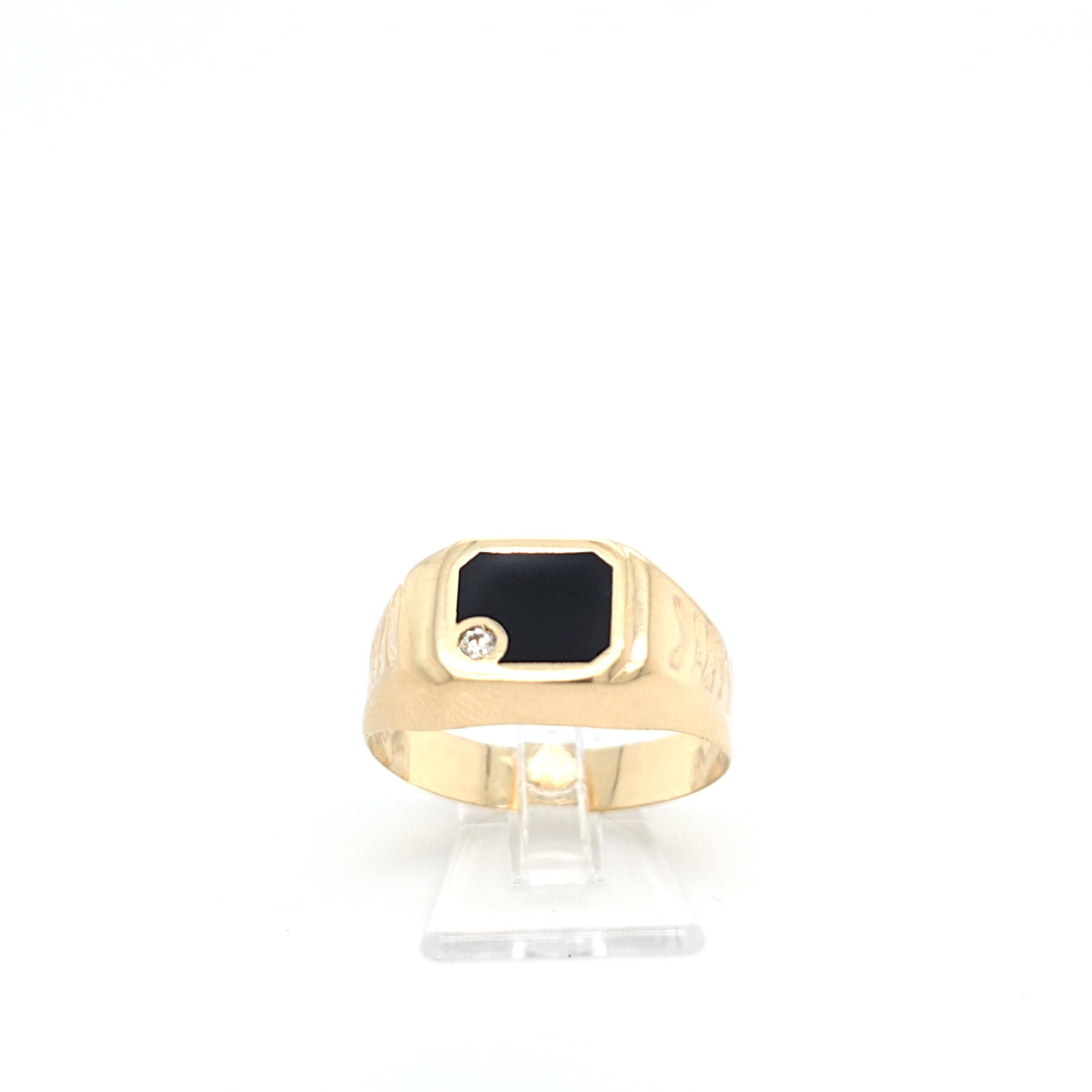 Ring Gelb Gold 585 Zirkonia Schmuckstein Schwarz Herren