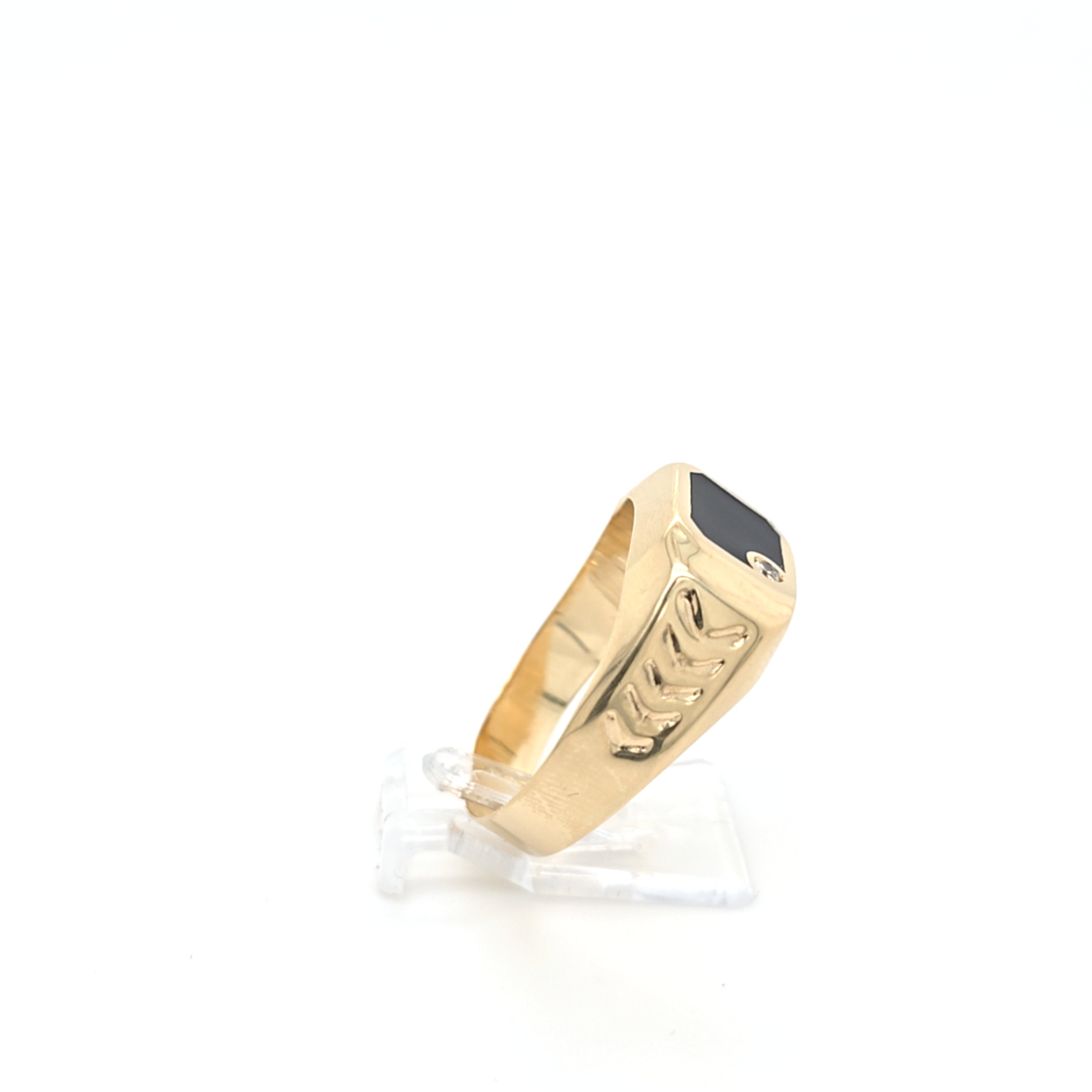 Ring Gelb Gold 585 Zirkonia Schmuckstein Schwarz Herren