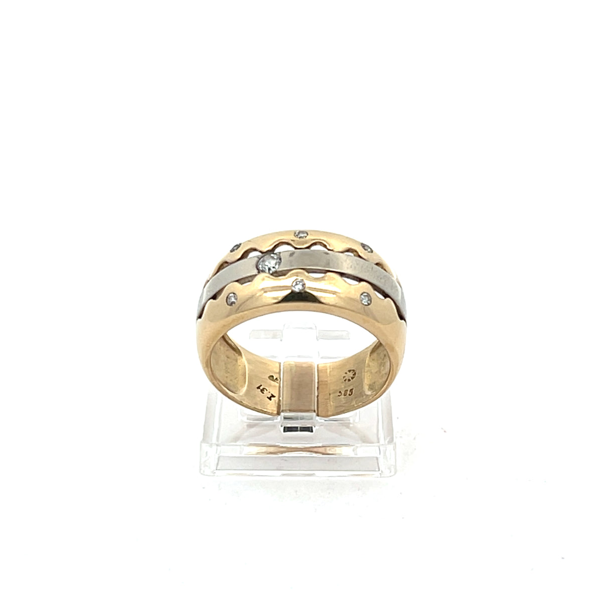Damenring Gelbgold/Weißgold 585/14 karat