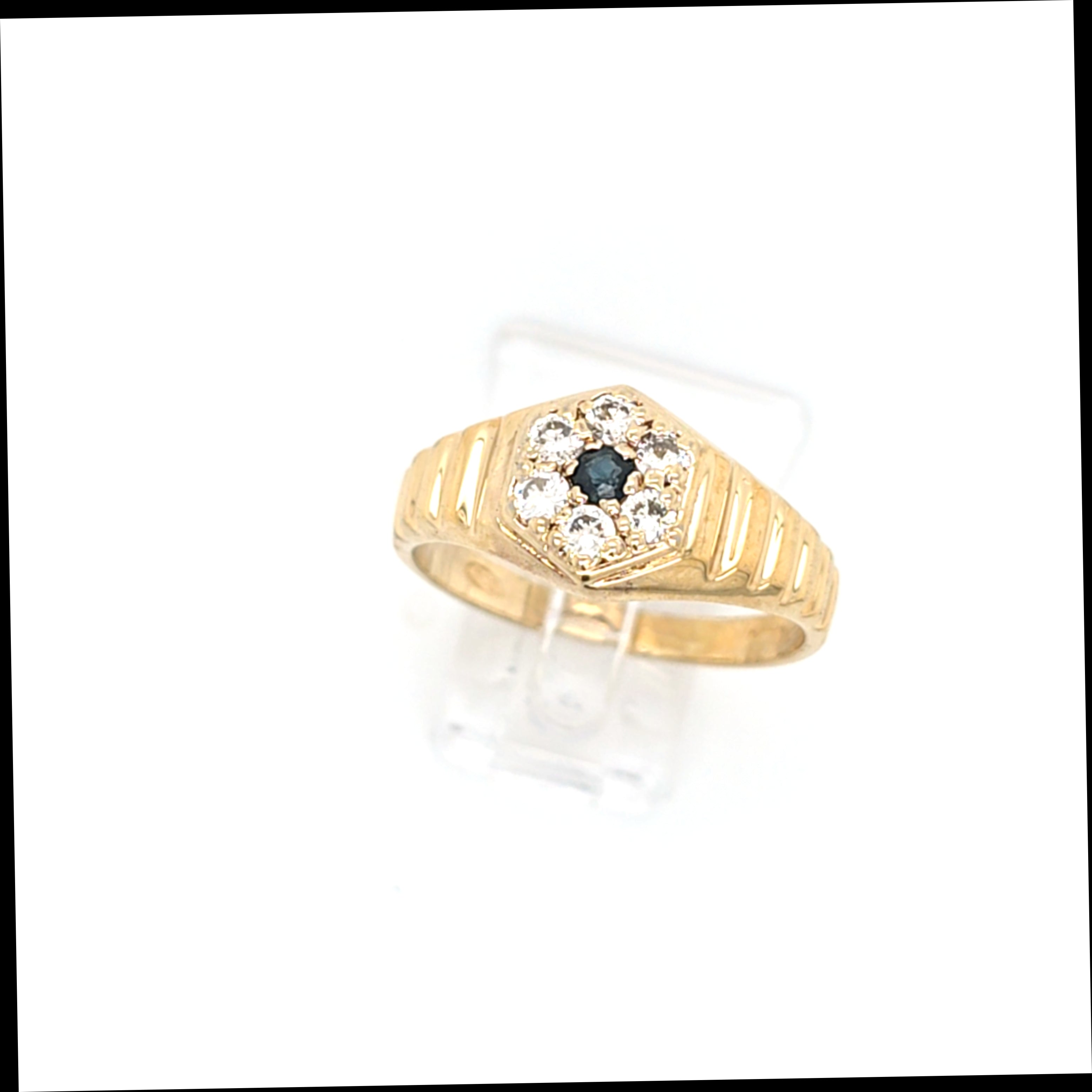 Damen Ring Gelbgold 333 8kt Zirkonia Blauer Schmuckstein Schmuck 210747