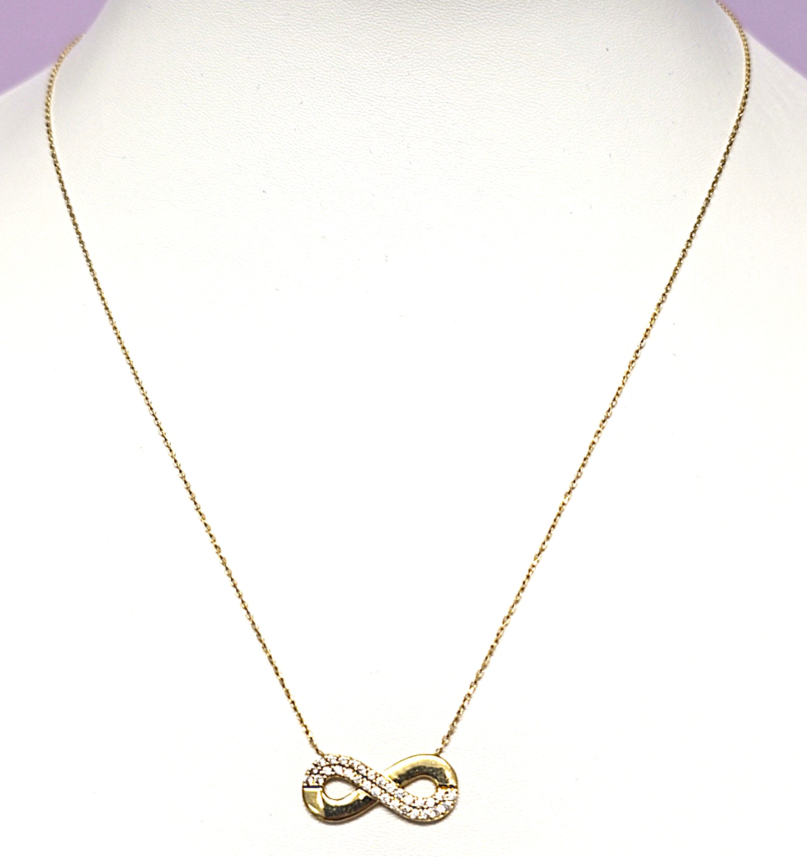 Collier Kette Gold 585 14 kt Zirkonia Unendlich Geschenk Schmuck Damen