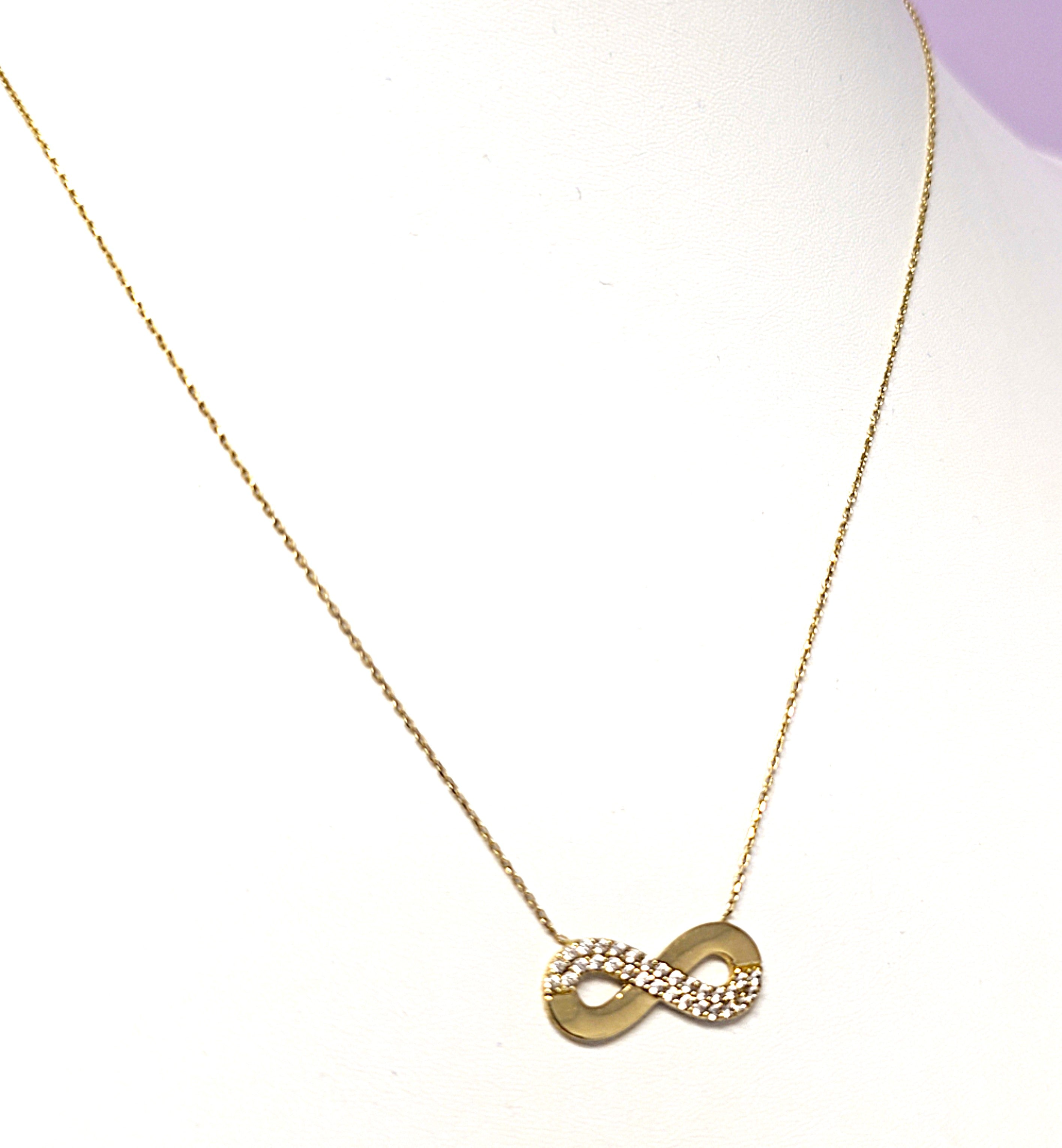 Collier Kette Gold 585 14 kt Zirkonia Unendlich Geschenk Schmuck Damen