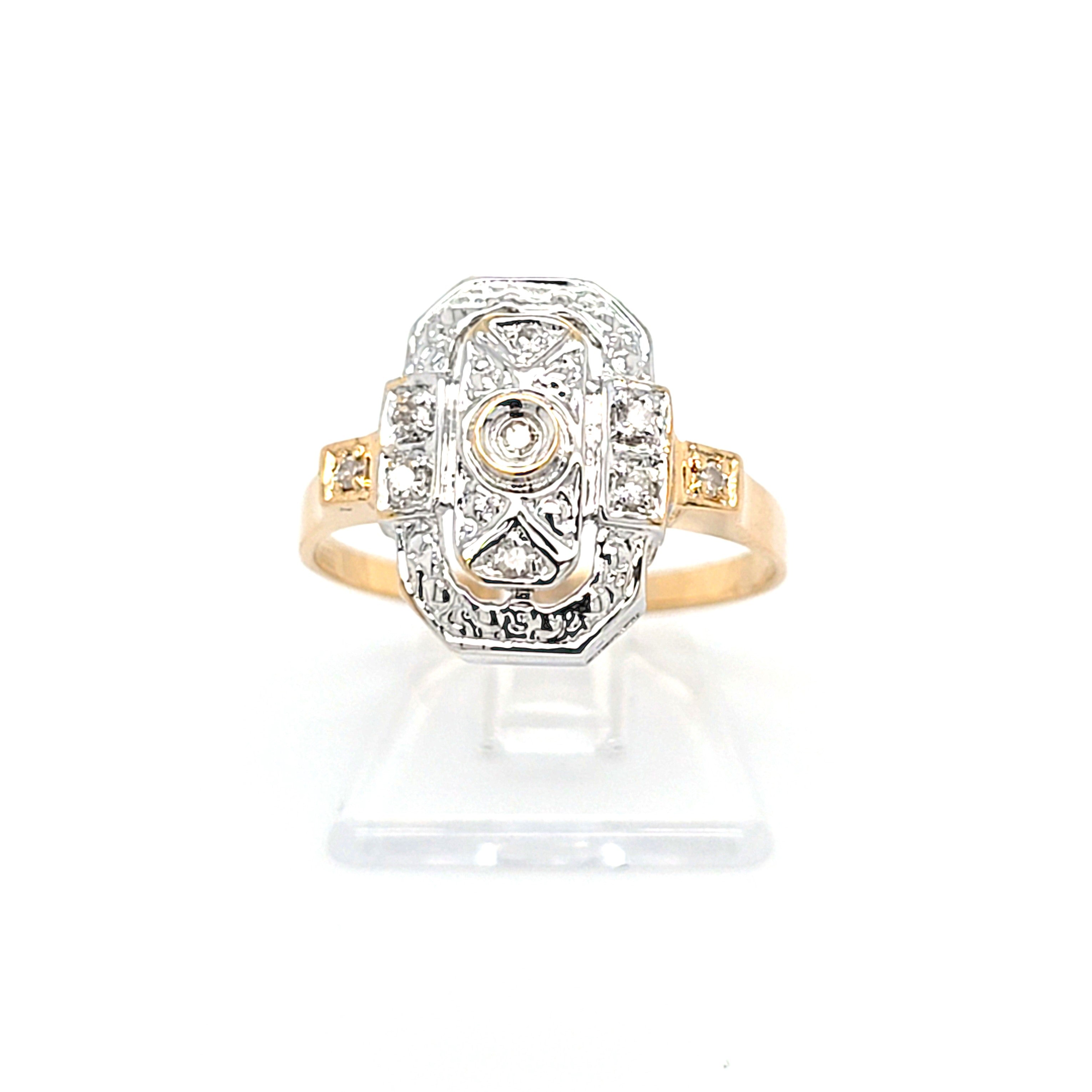 Ring Gelb Weiß Gold 585 14 kt Brillanten Damen Geschenk Schmuck