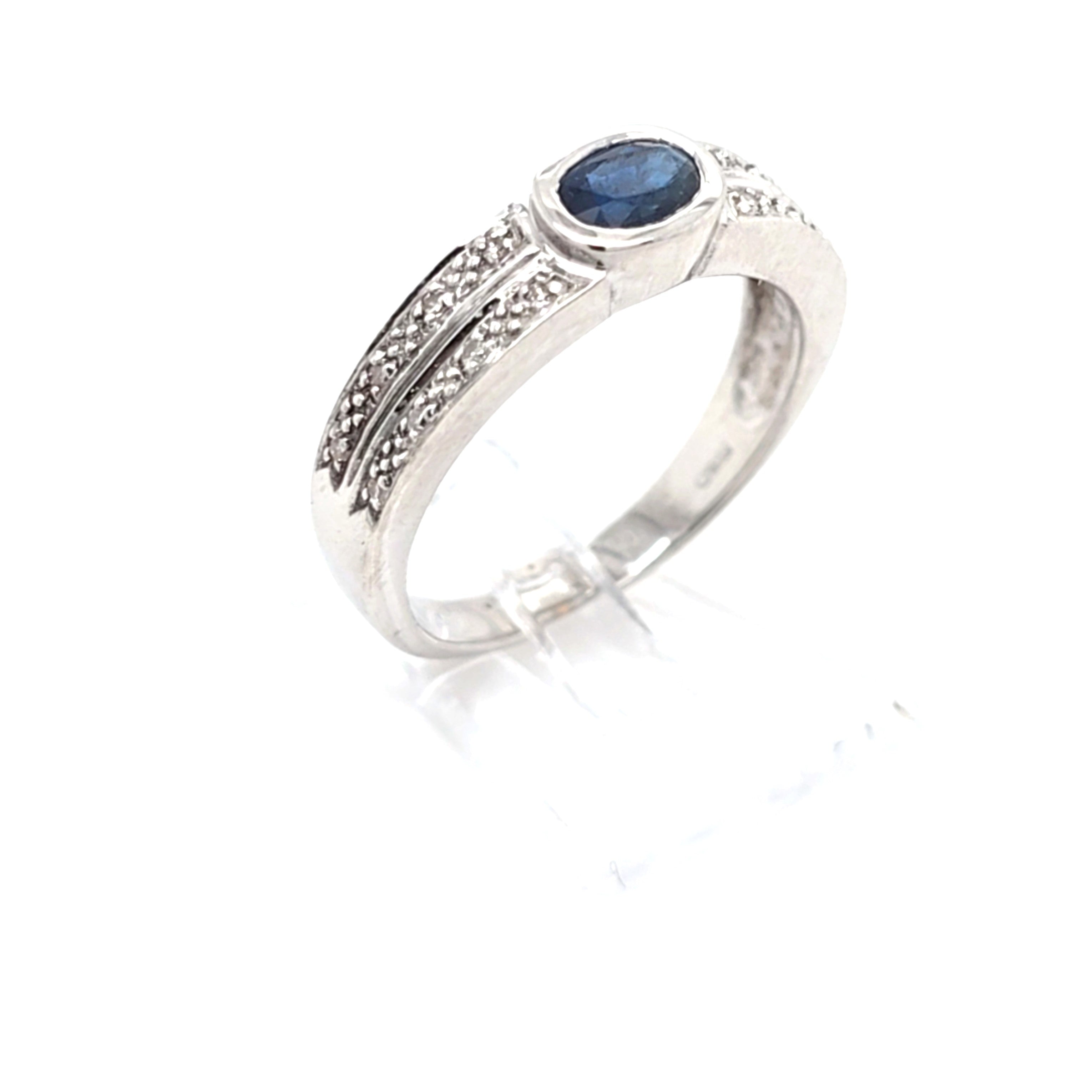 Damen Ring Weiß Gold 585/ 14 kt Saphir Brillanten *55* Schmuck