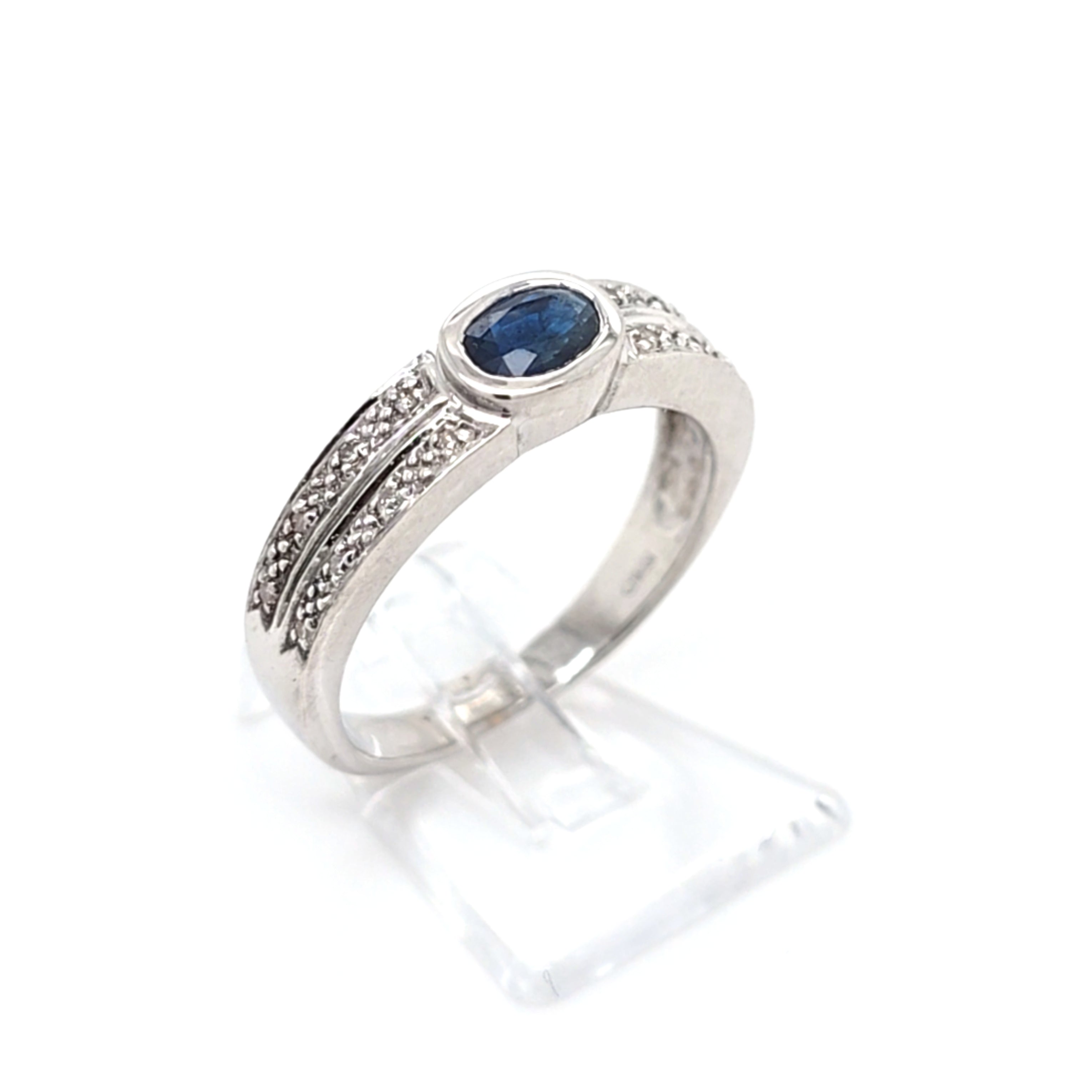 Damen Ring Weiß Gold 585/ 14 kt Saphir Brillanten *55* Schmuck