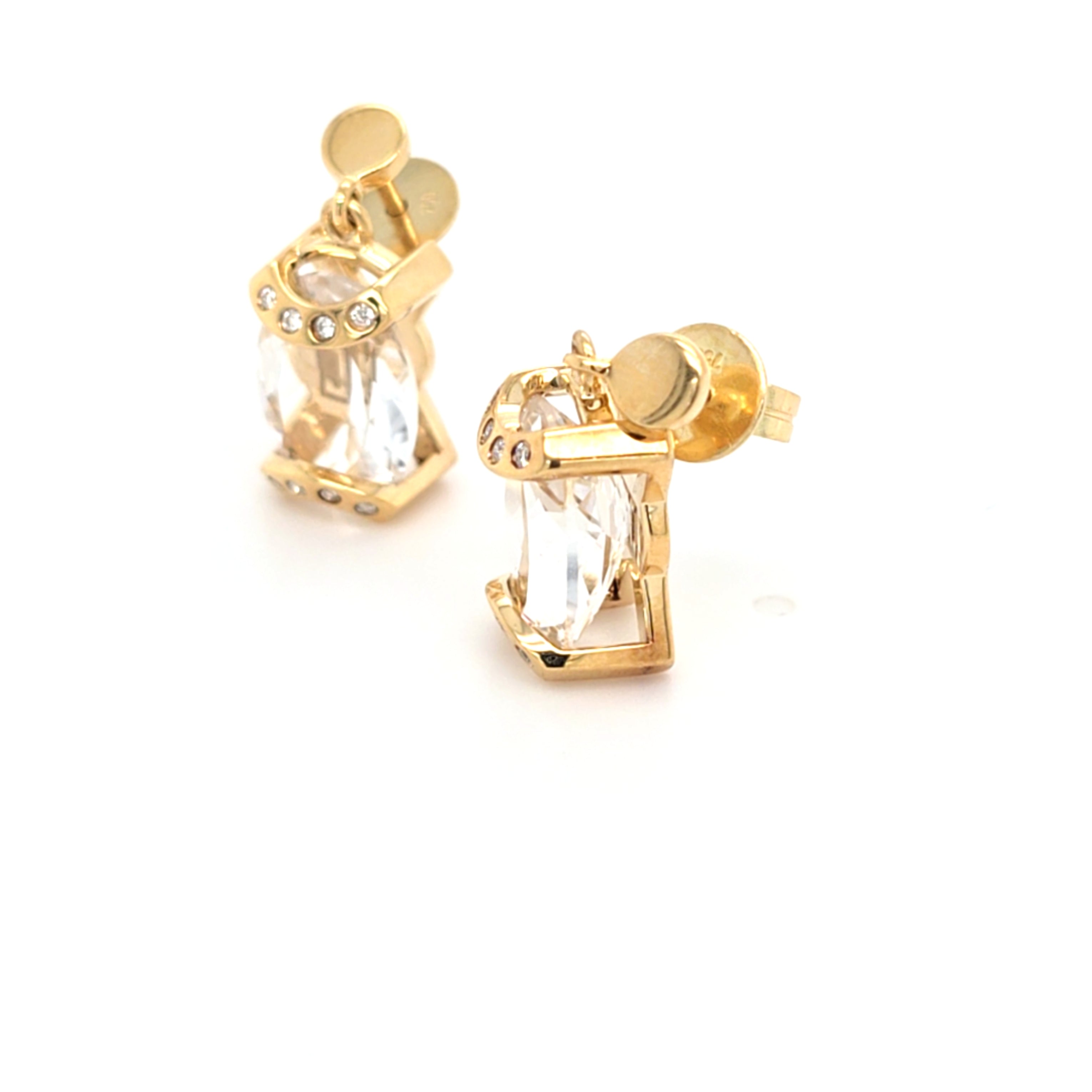Jette Joop Ohrringe Gelbgold 750 18 kt. Brillanten Bergkristall Damen Schmuck 172226