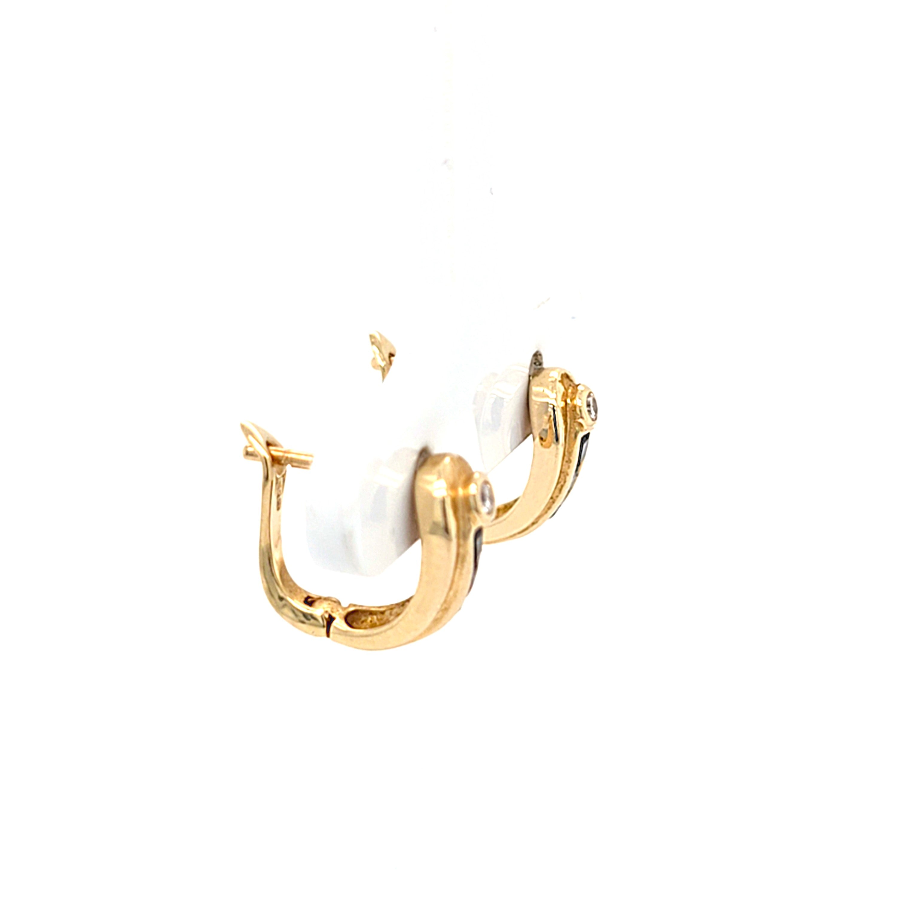 Ohrringe Gold 585 14 kt Brillanten Schmucksteine Blau Damen