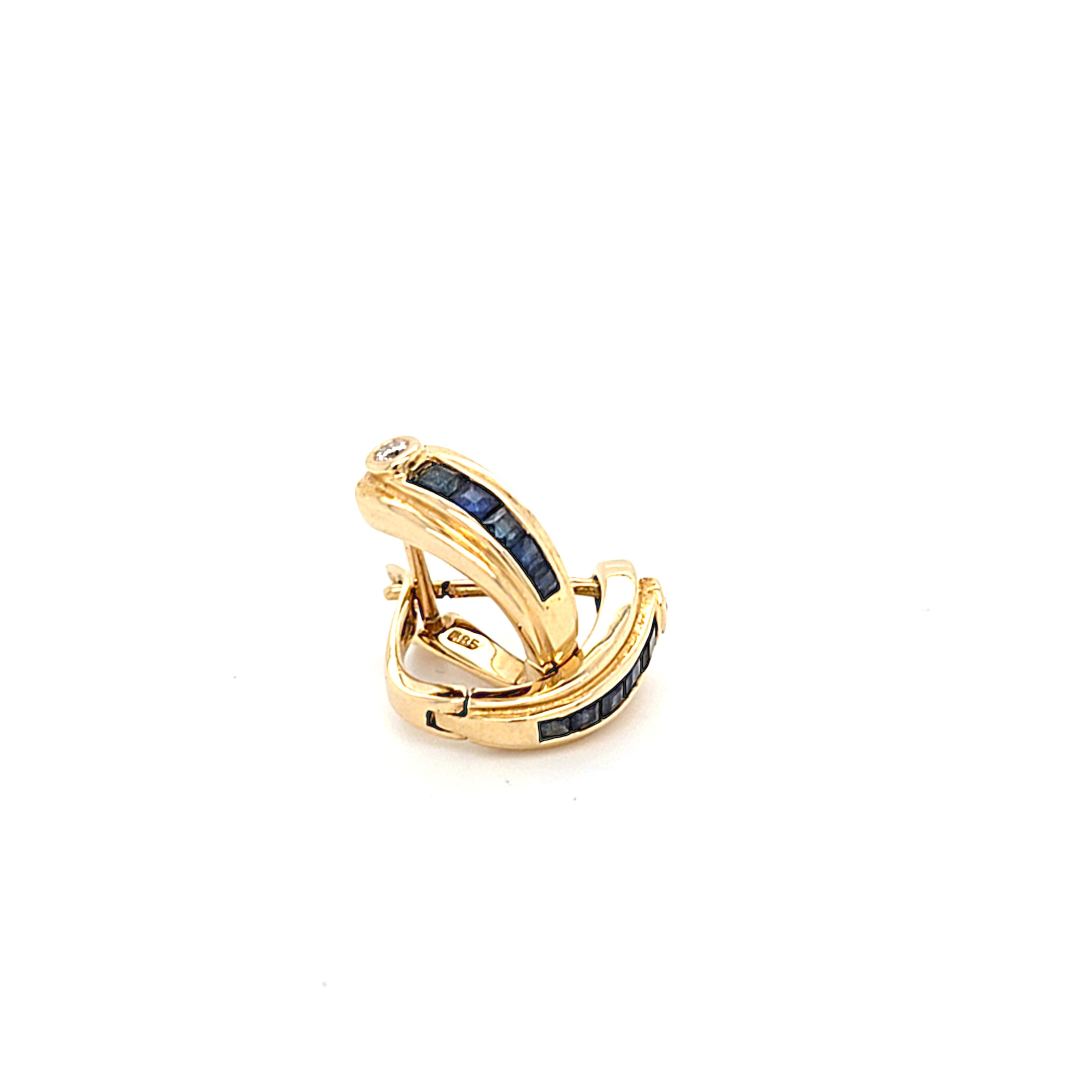 Ohrringe Gold 585 14 kt Brillanten Schmucksteine Blau Damen