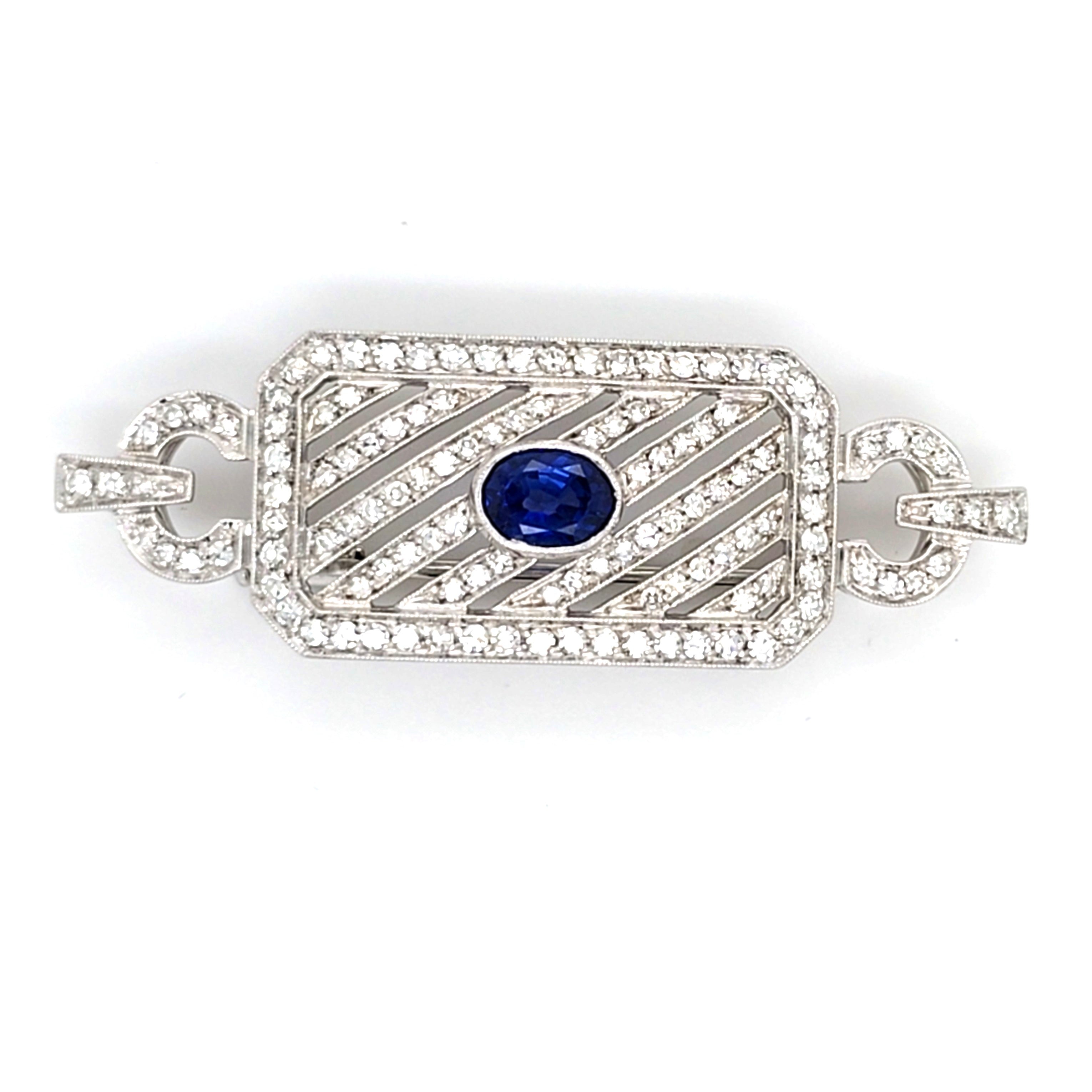 Brosche Anhänger Weiß Gold 750 Diamanten Schmuckstein Blau