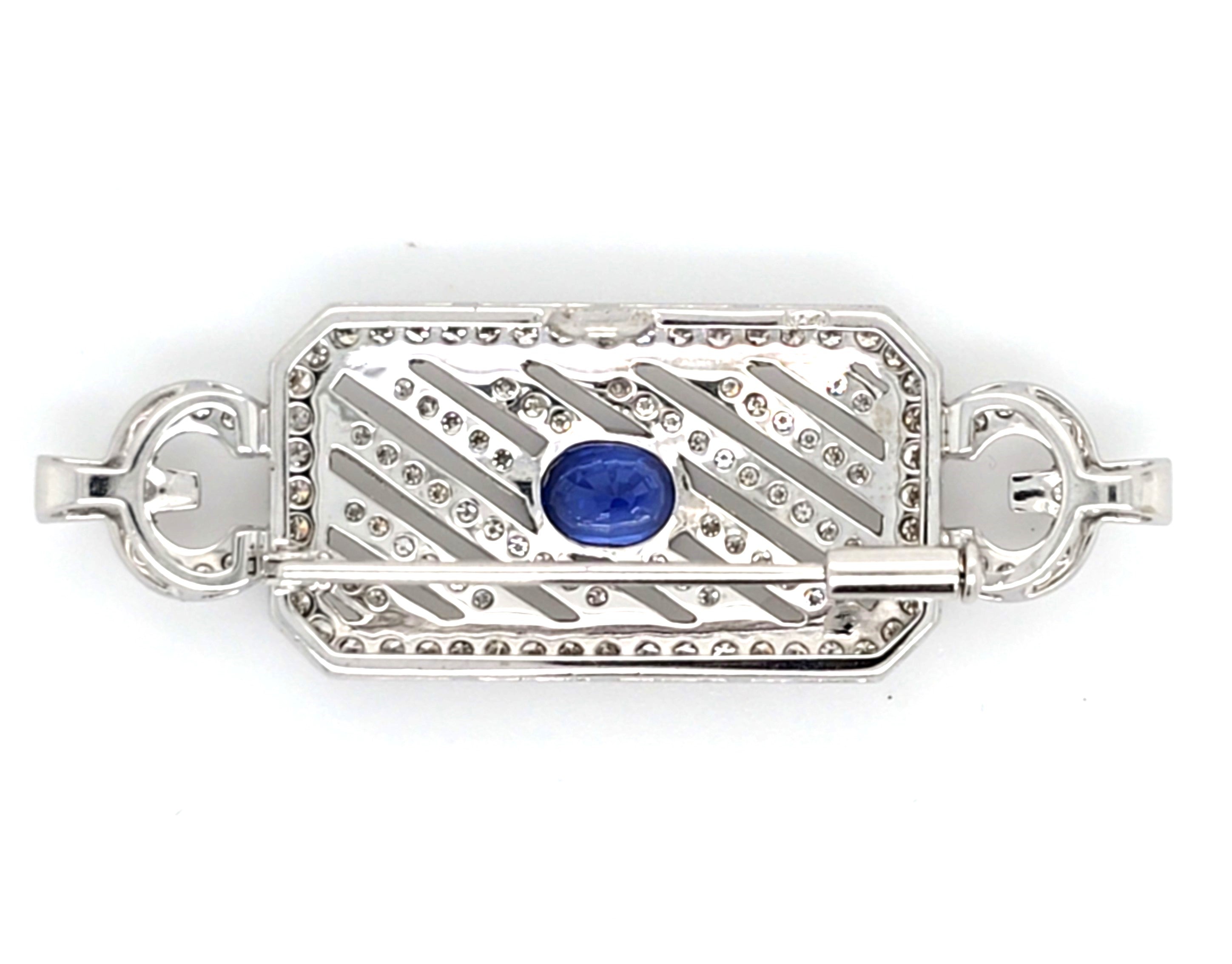 Brosche Anhänger Weiß Gold 750 Diamanten Schmuckstein Blau