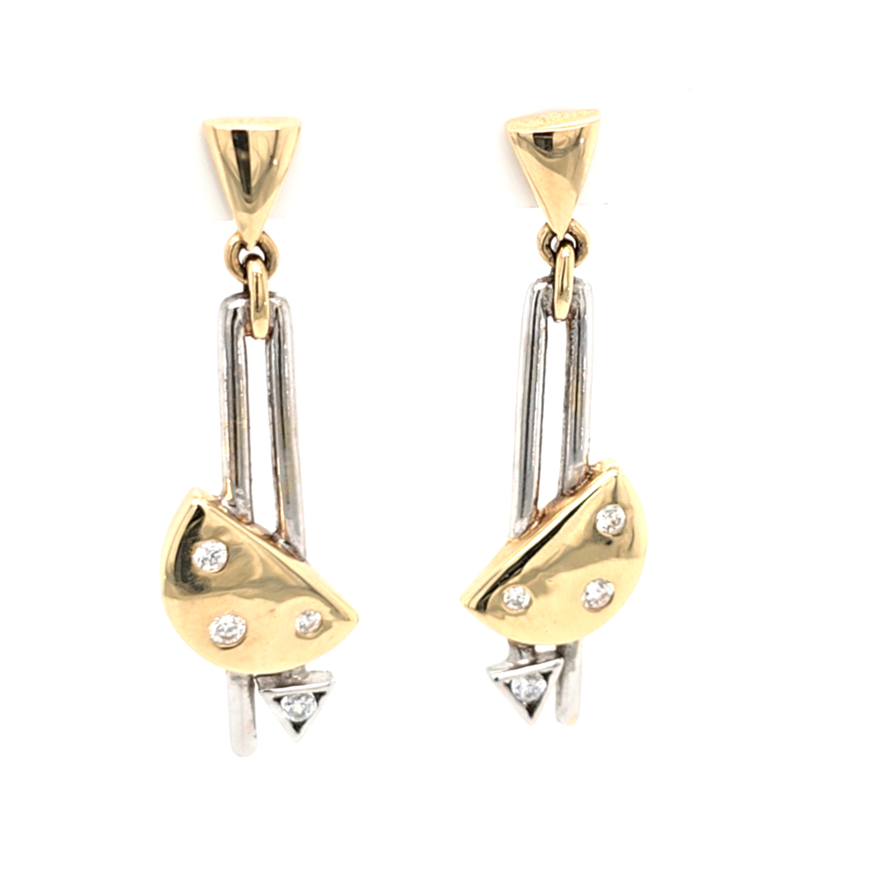 Damen Ohrringe Hänger Gelbgold Weißgold 585 14 kt Zirkonia Schmuck