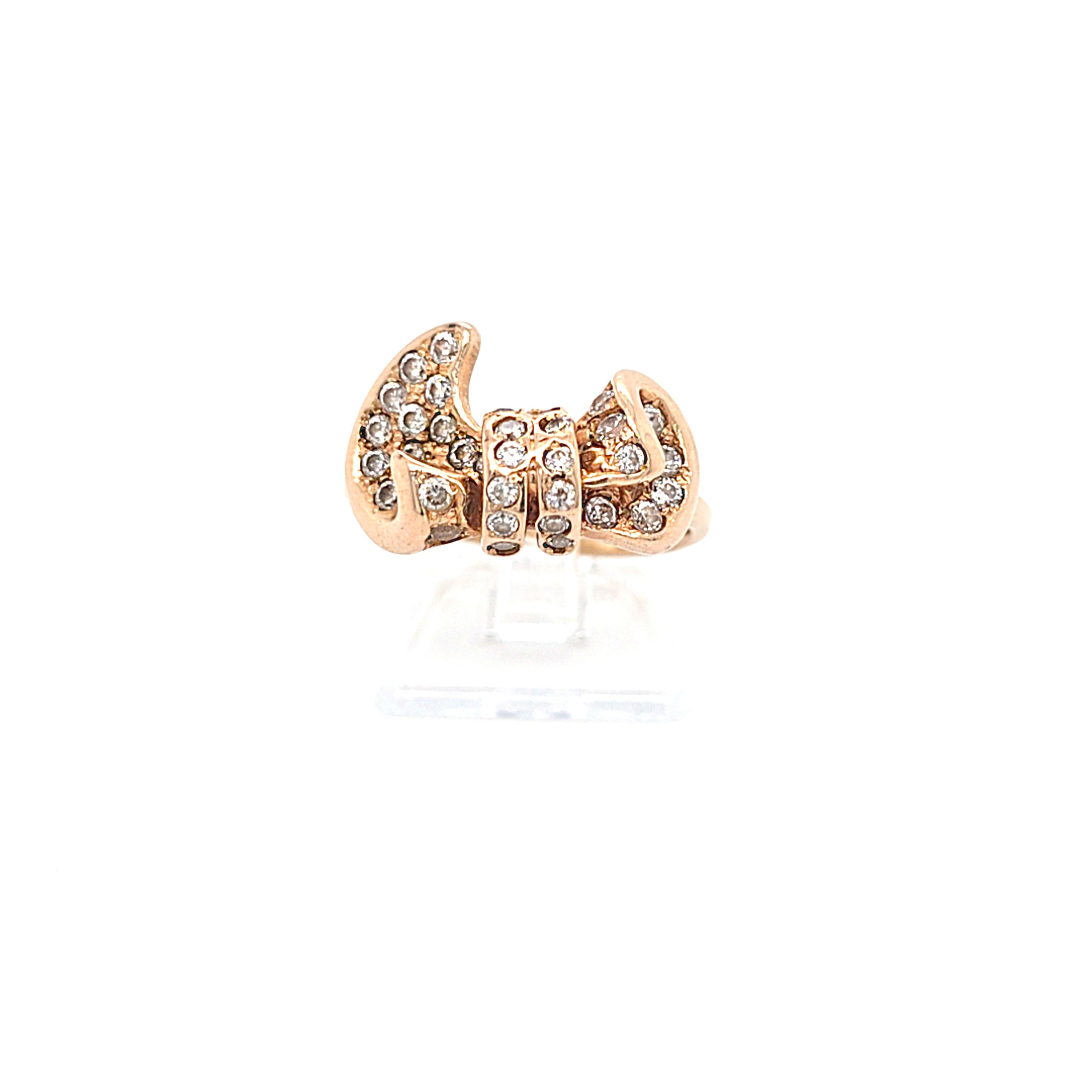 Ring Gold 585 14 kt Zirkonia Schleife Damen Schmuck