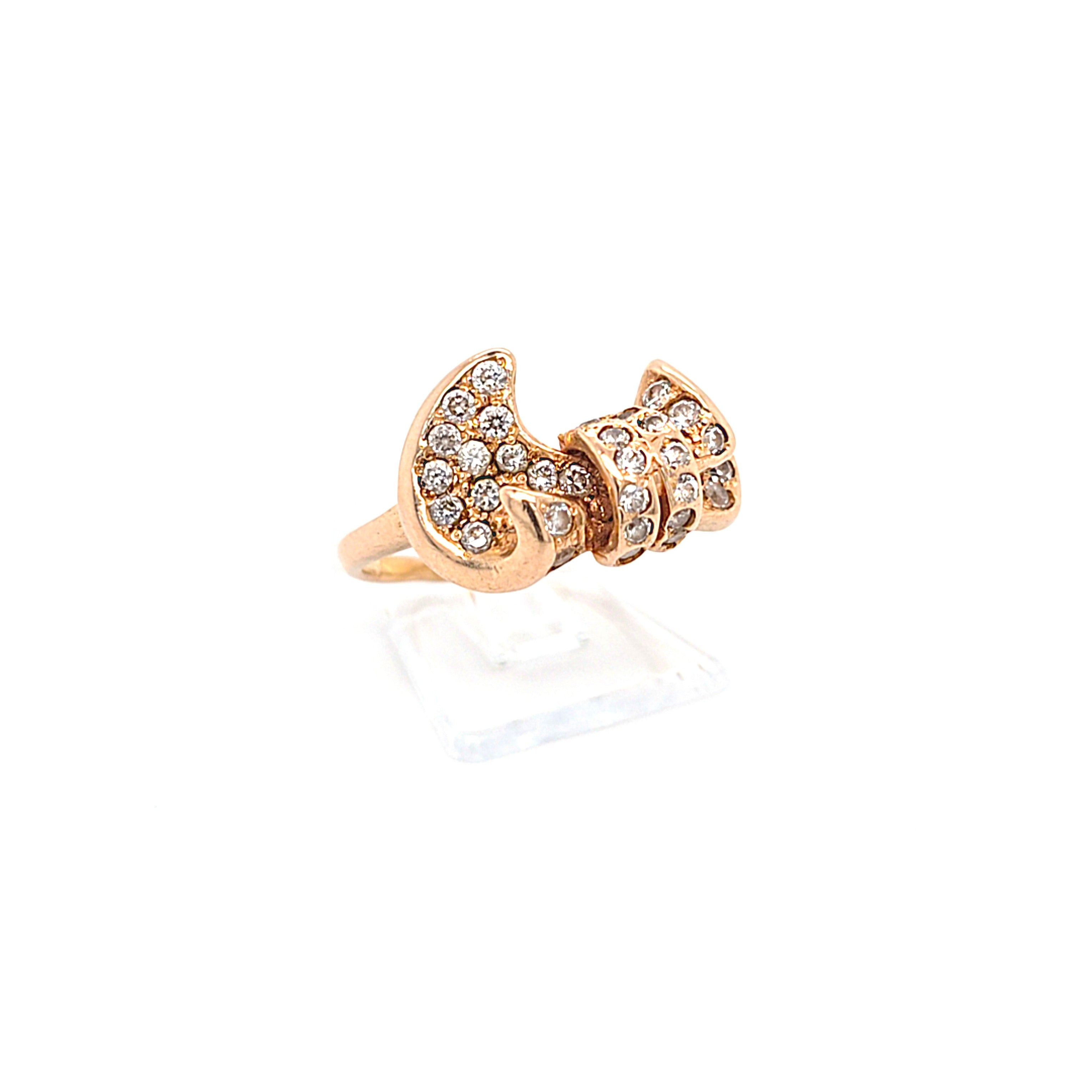 Ring Gold 585 14 kt Zirkonia Schleife Damen Schmuck