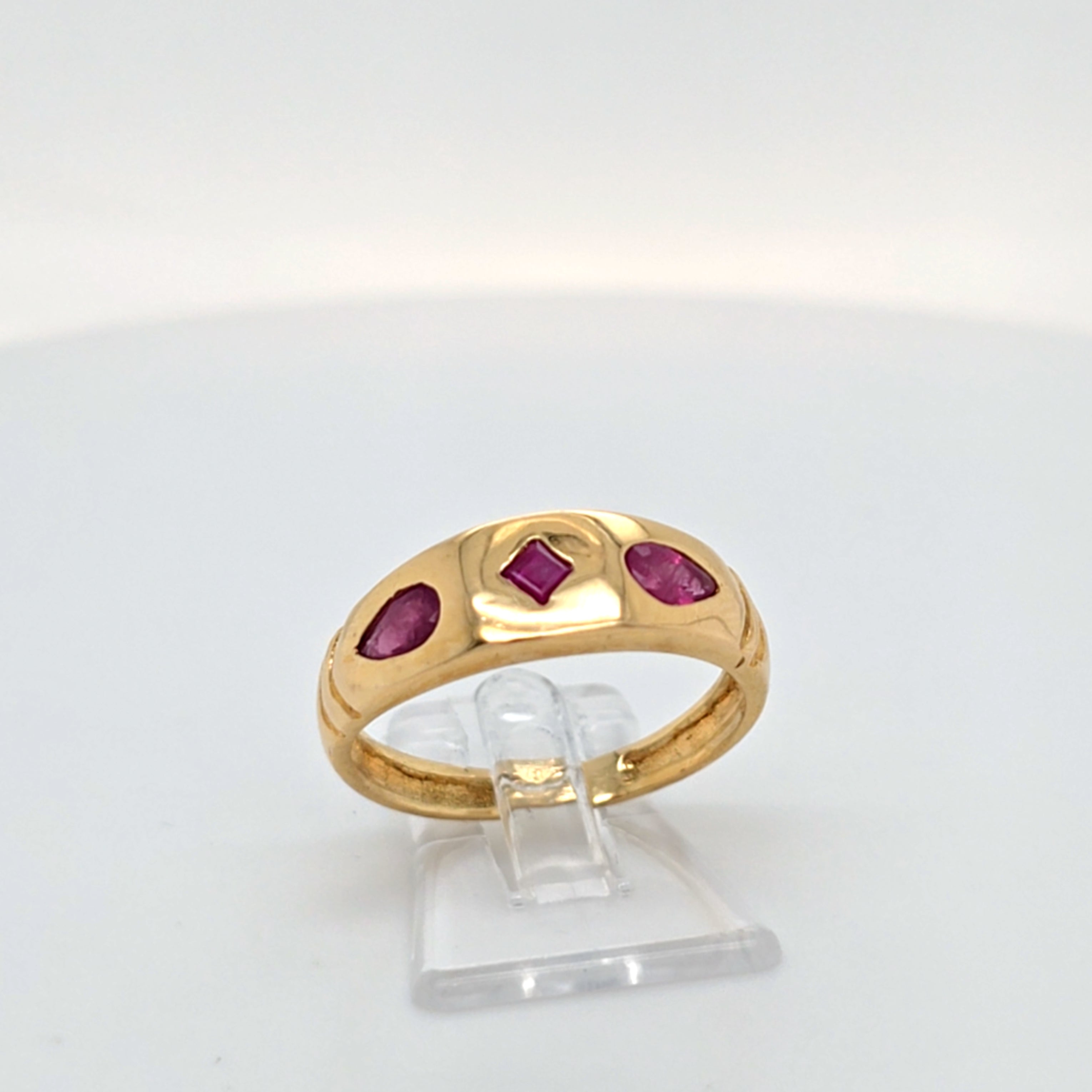 Ring Gelb Gold 750 Schmuckstein Rot Damen Geschenk