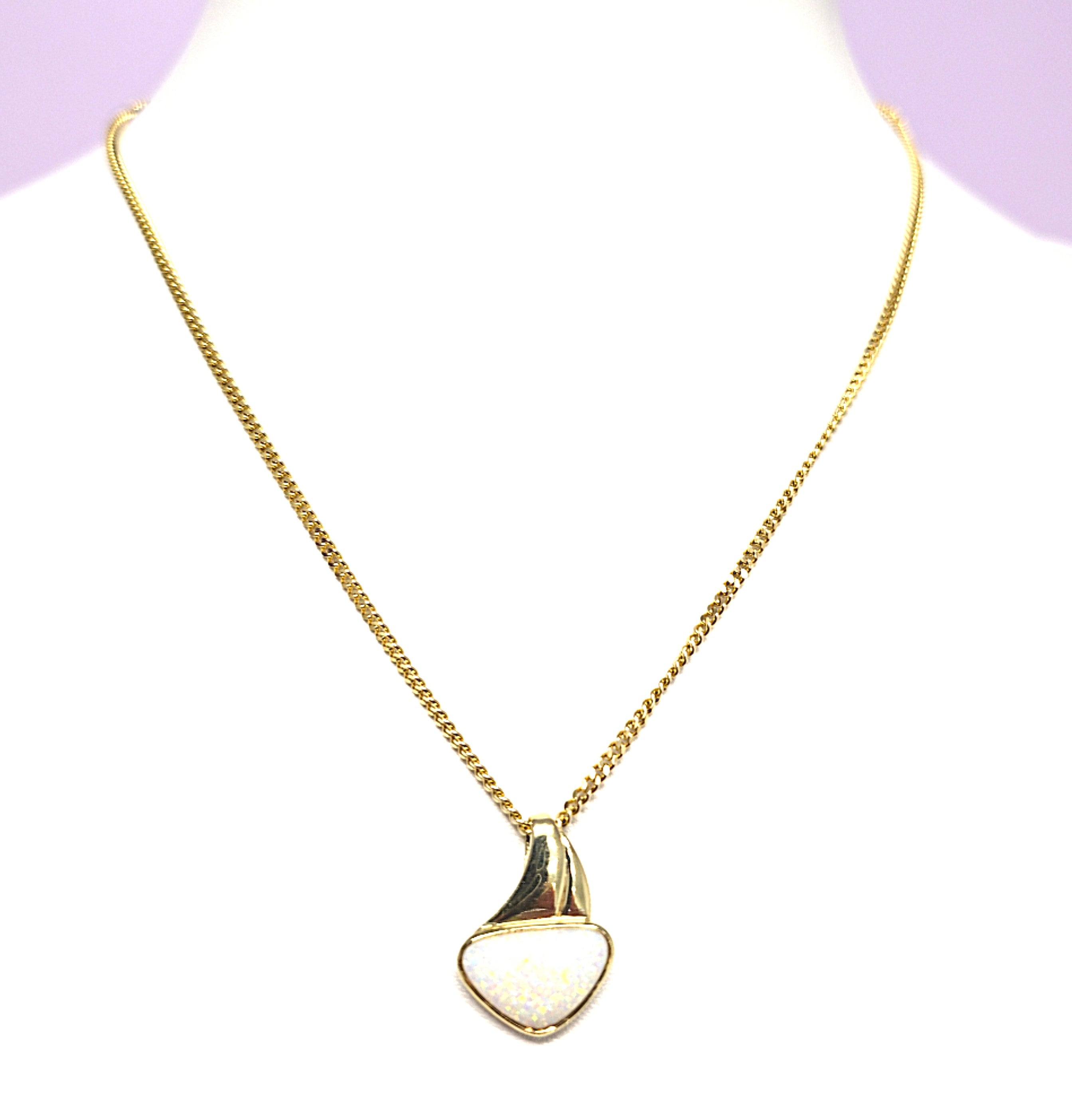 Collier Kette Gold 585 14 kt Opal Damen Geschenk Schmuck
