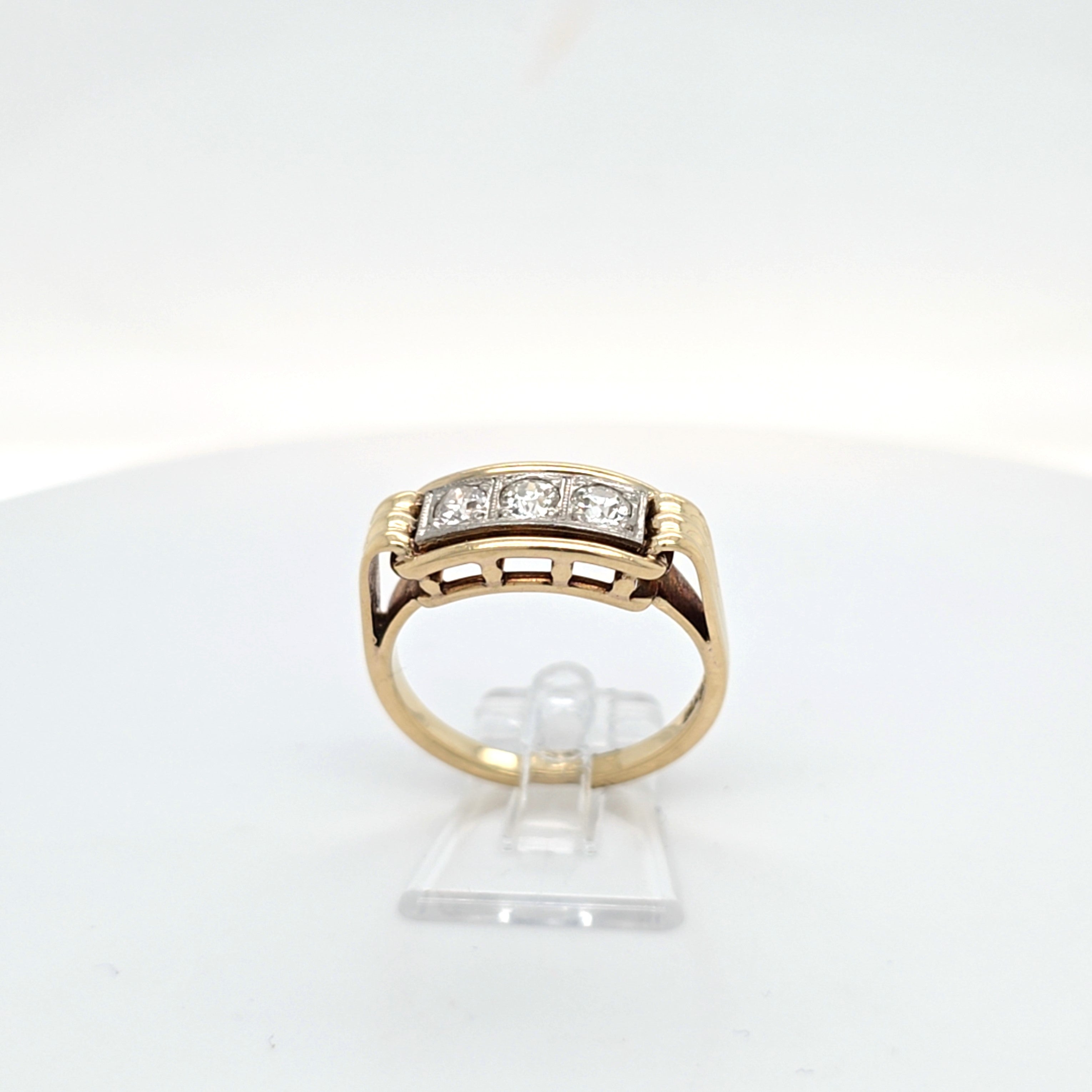 Ring Gelb Weiß Gold 585 Diamanten Schmuck Geschenk Damen