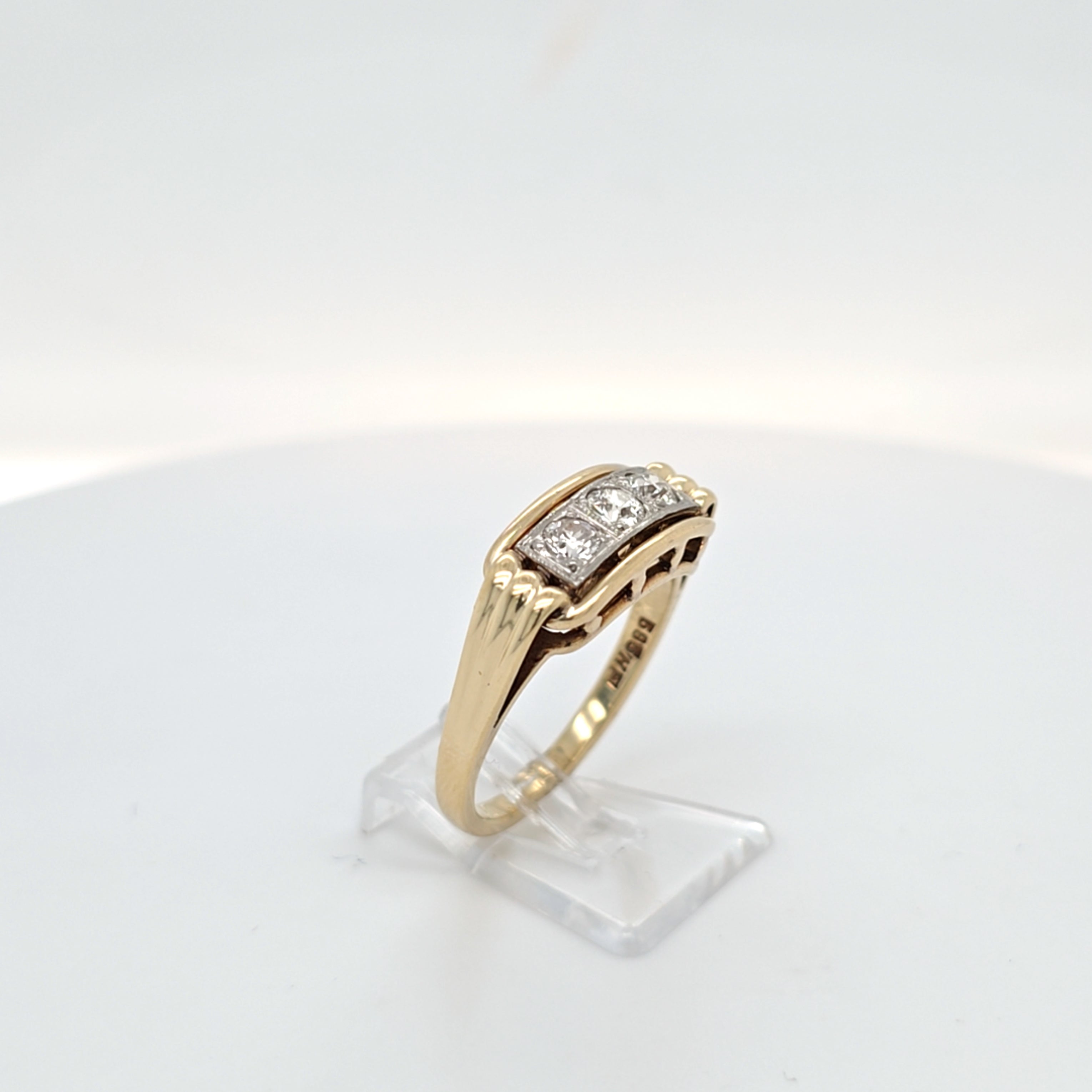 Ring Gelb Weiß Gold 585 Diamanten Schmuck Geschenk Damen