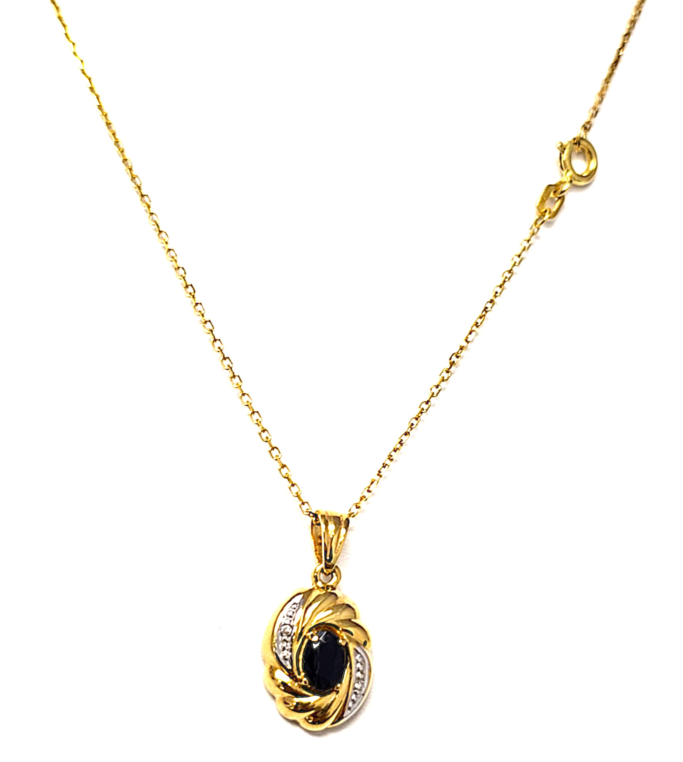 Kette Gold Anhänger 585 14 kt  Diamanten Schmuckstein Blau Damen