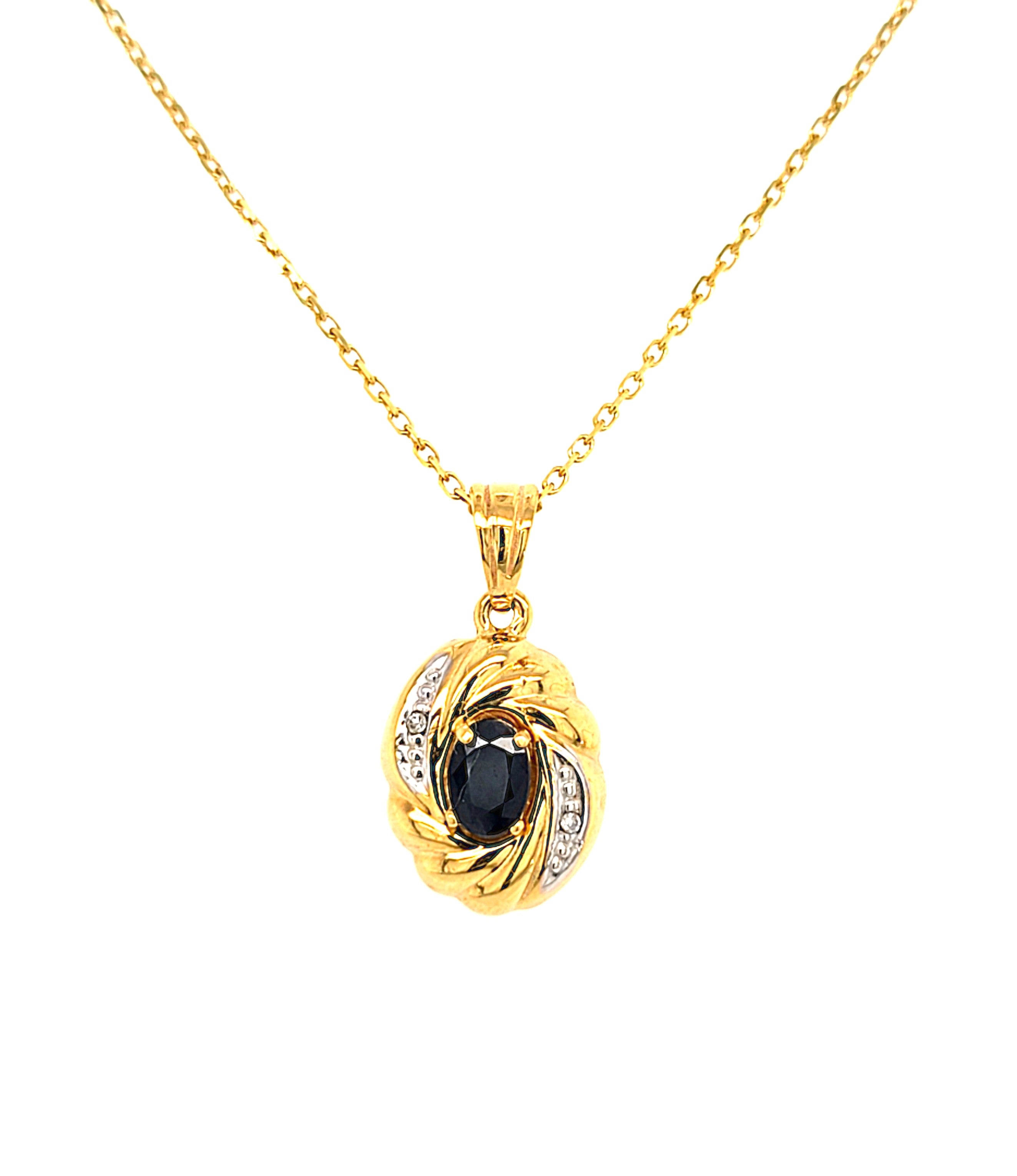 Kette Gold Anhänger 585 14 kt  Diamanten Schmuckstein Blau Damen