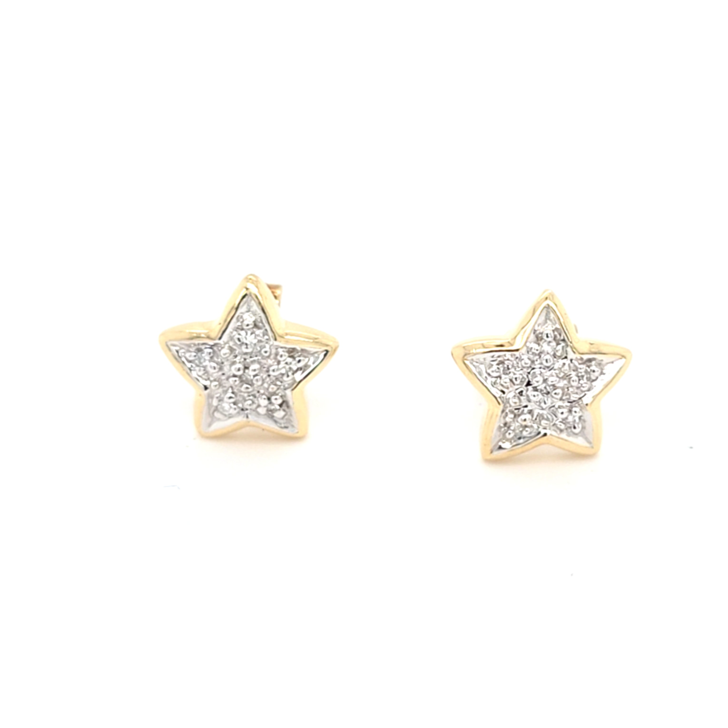 Ohrstecker Gelb Weiß Gold 585 14 Kt. Diamanten Stern Damen Schmuck