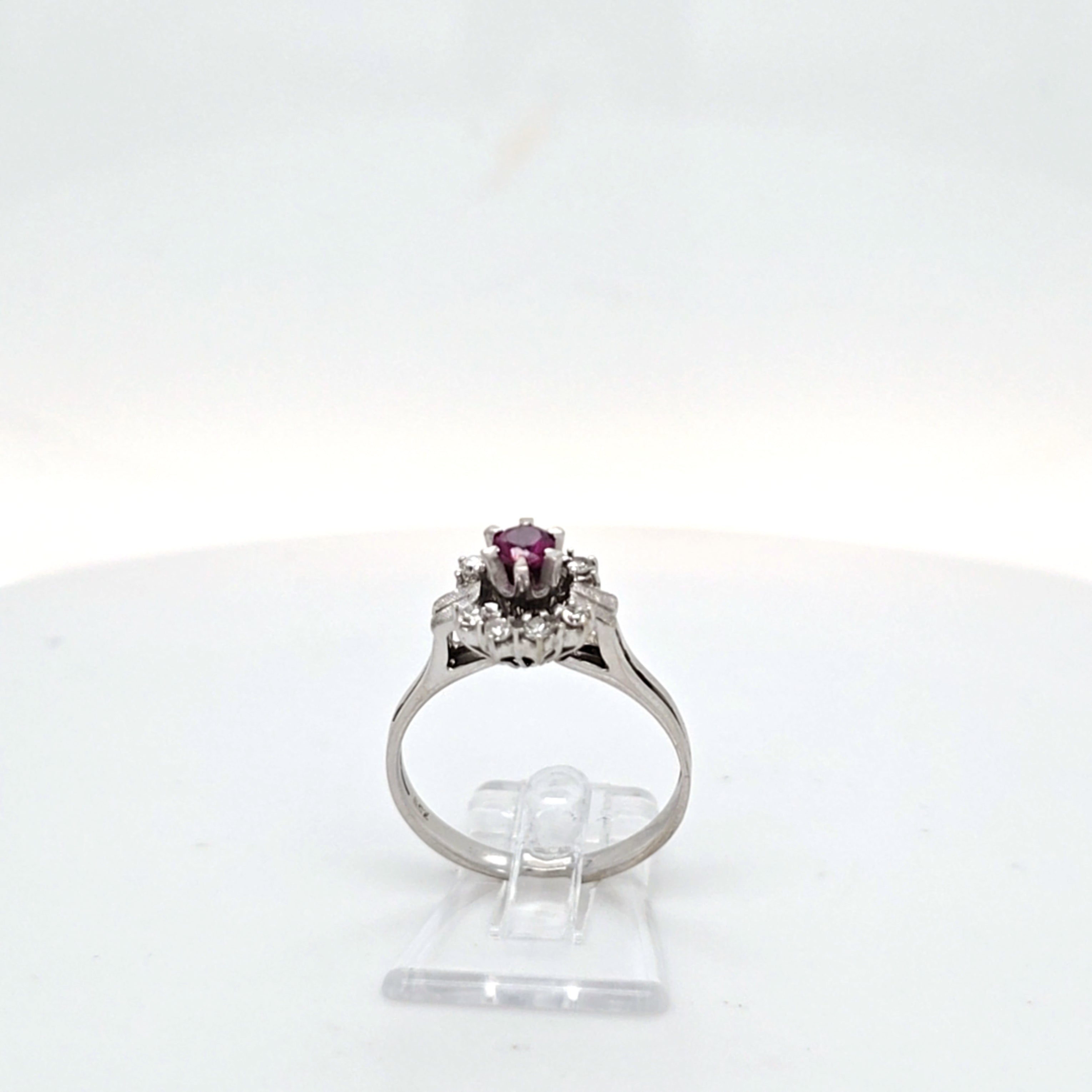Ring Weiß Gold 750 Diamanten Schmuckstein Rot Damen