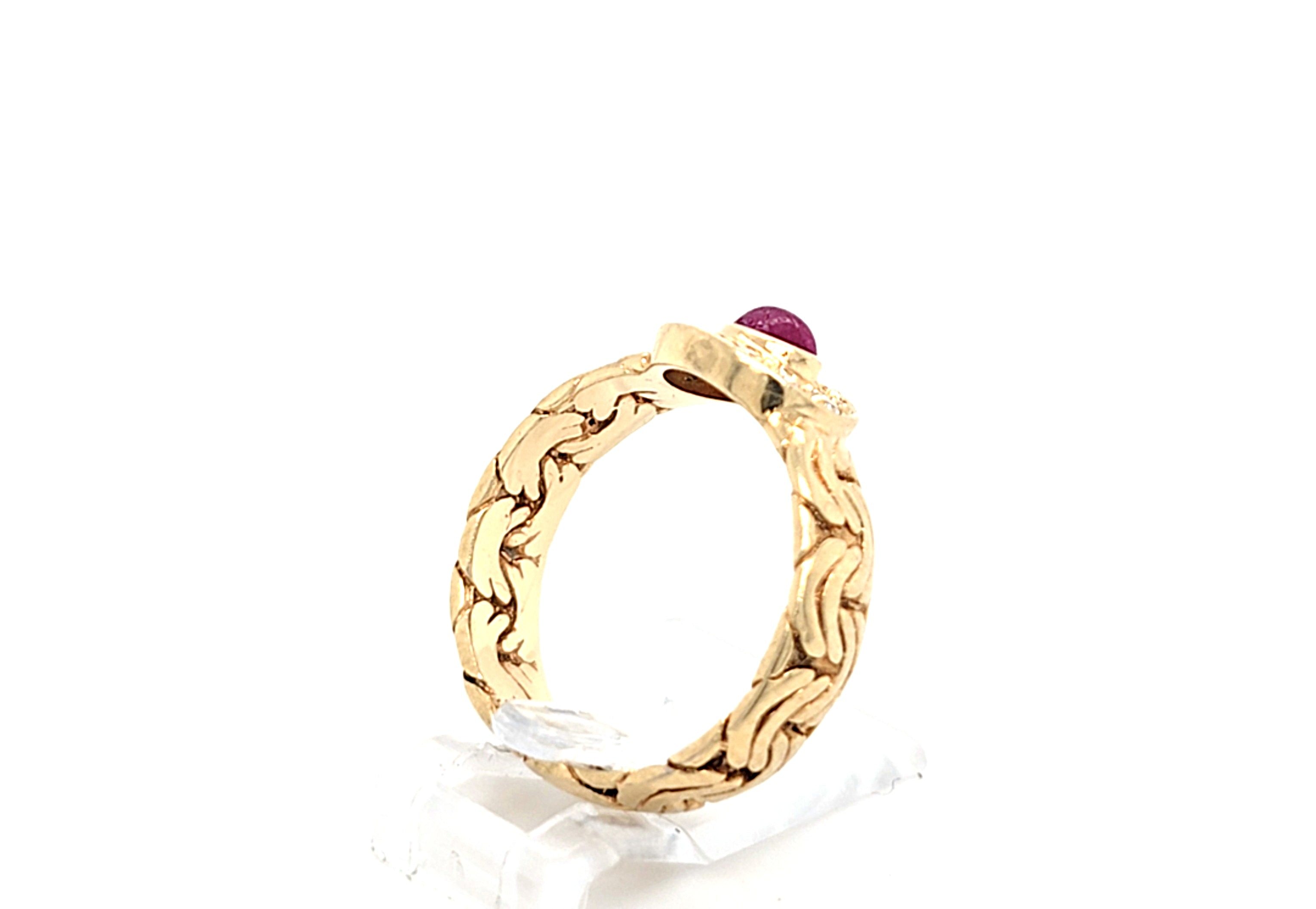 Damen Ring Gelbgold 585 14 kt  10 Diamanten ca. 0,01ct Schmuckstein rot *53*