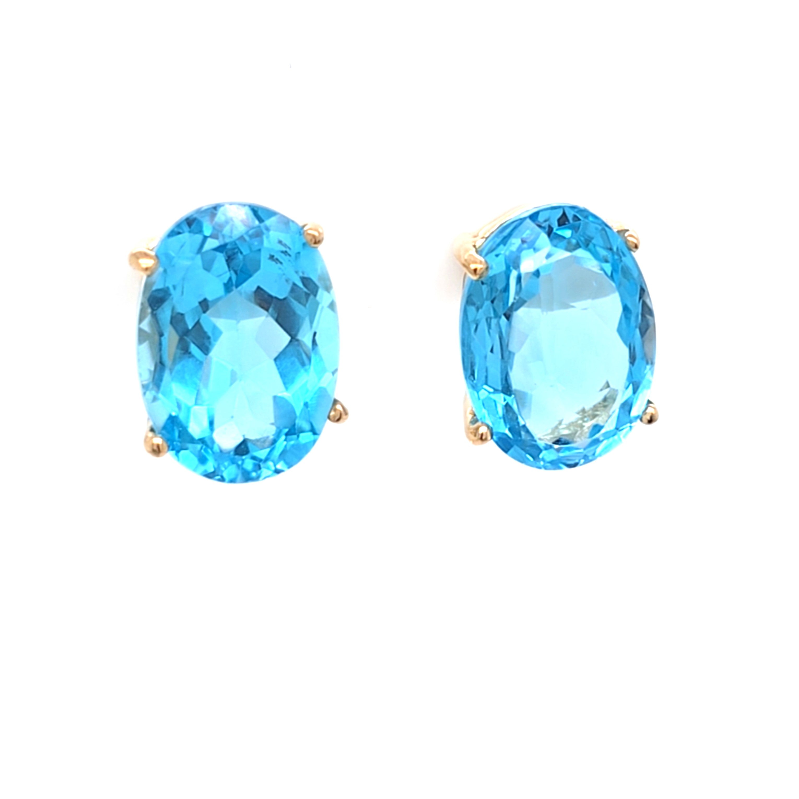Damen Ohrringe Gelbgold 375 9 kt hellblaue Schmucksteine 215425