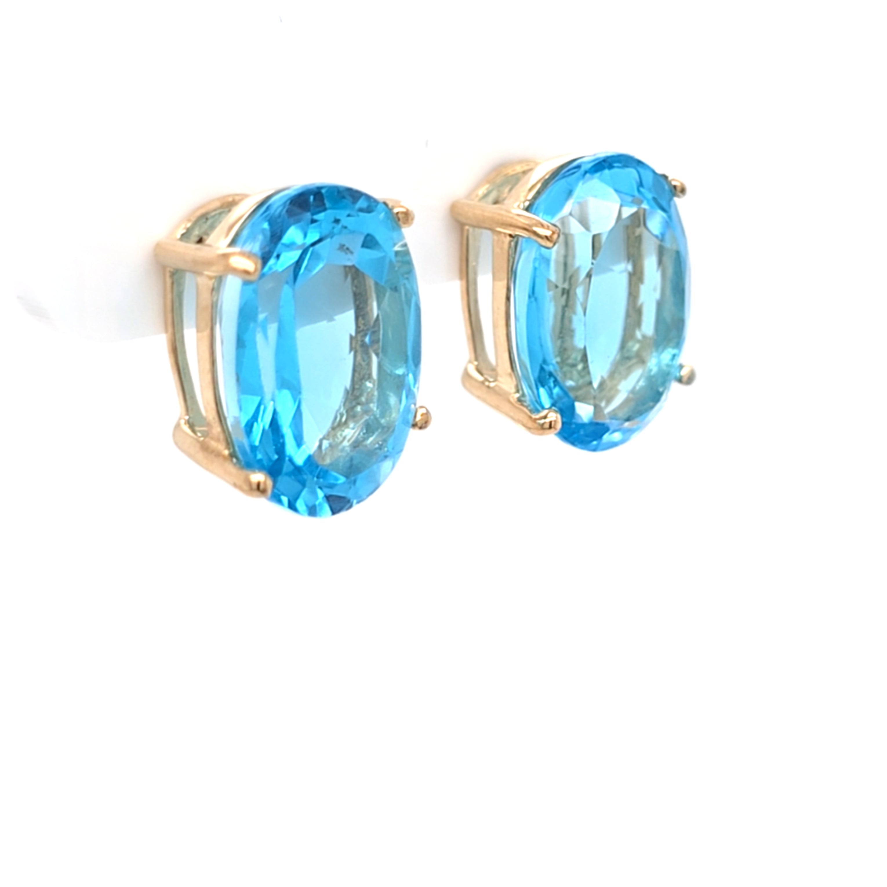 Damen Ohrringe Gelbgold 375 9 kt hellblaue Schmucksteine 215425