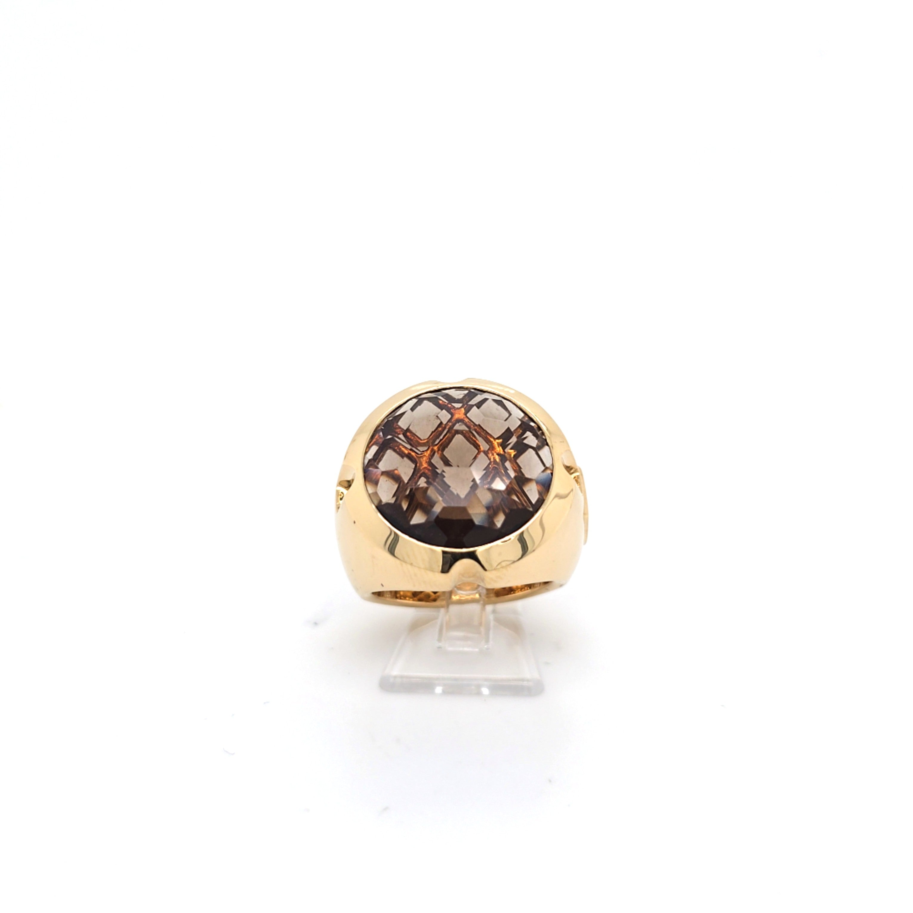 Jette Joop Ring Gelbgold 750/18kt. Unisex Schmuckstein braun *55*