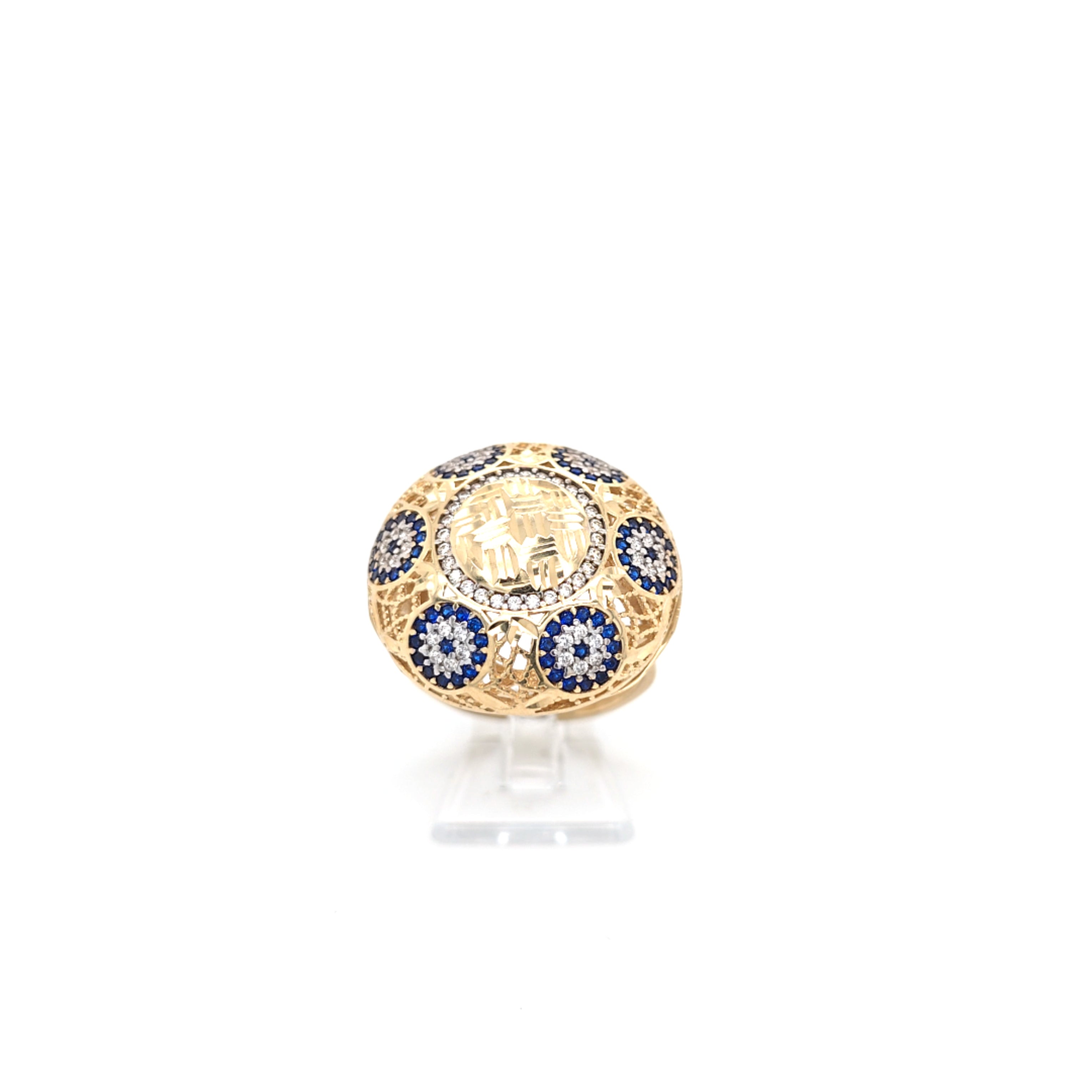 Damen Ring Gelbgold 585/14kt. Zirkonia und blaue Schmucksteine *59*