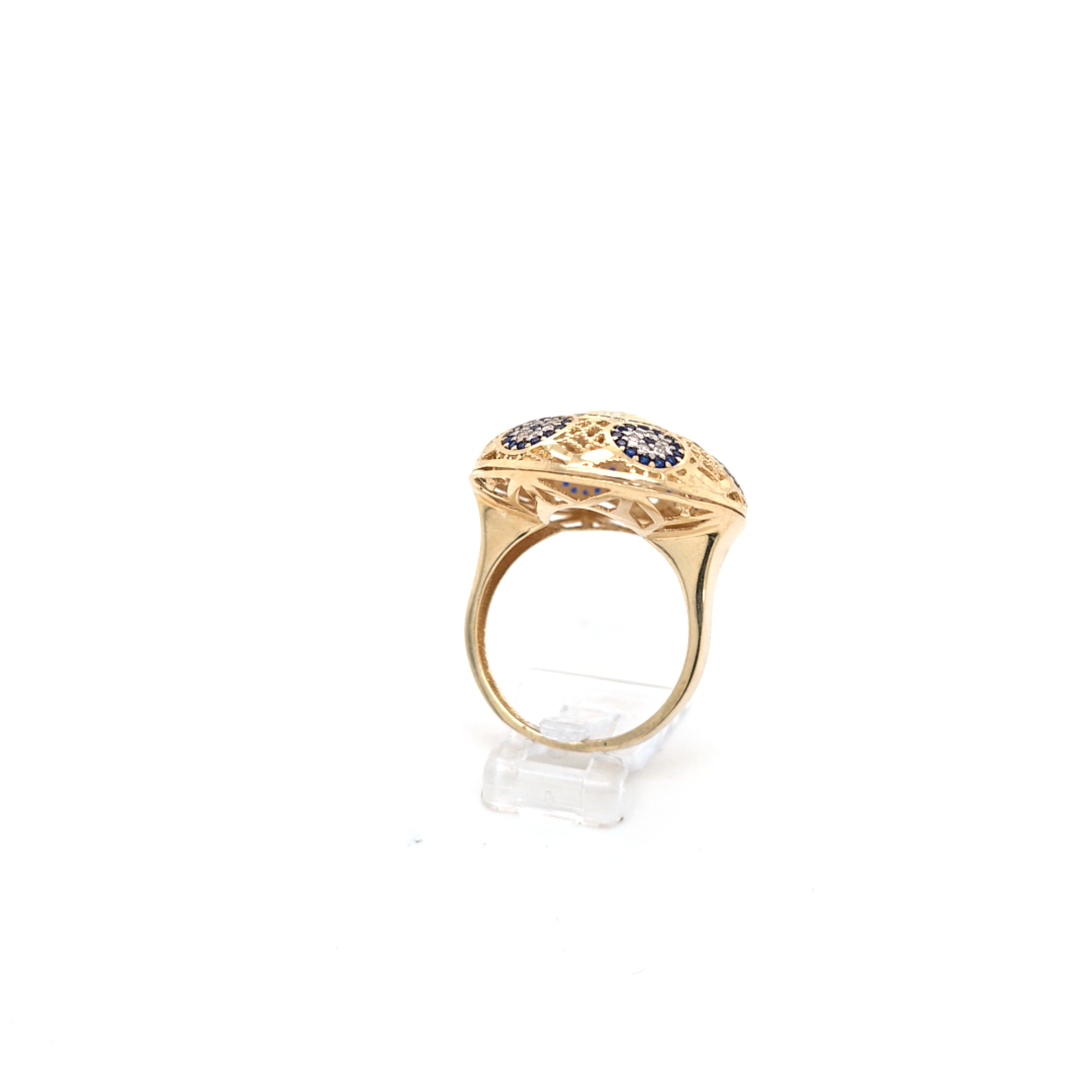 Damen Ring Gelbgold 585/14kt. Zirkonia und blaue Schmucksteine *59*