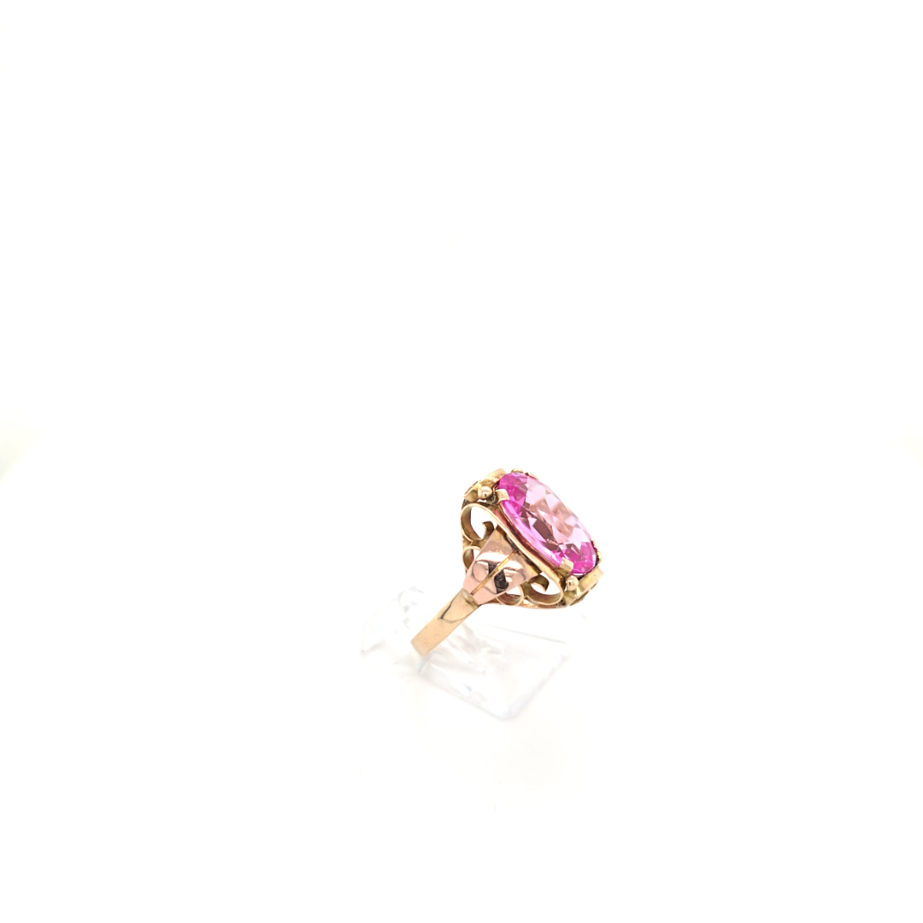 Damen Ring Gold 585 14kt. Schmuckstein rosa *54*