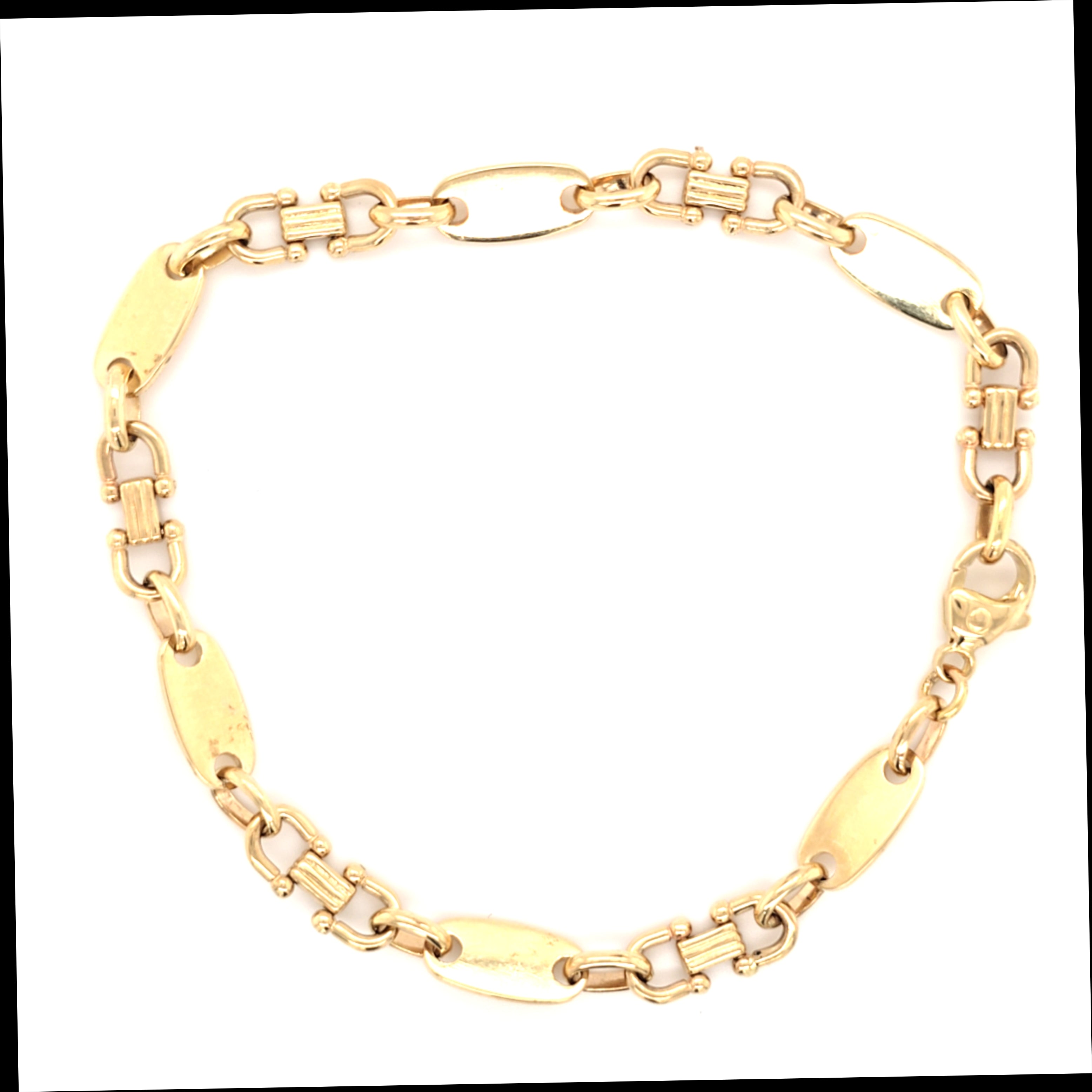 Armband  Gelb Gold 585 14 kt  Platte Steigbügel L:22 Schmuck
