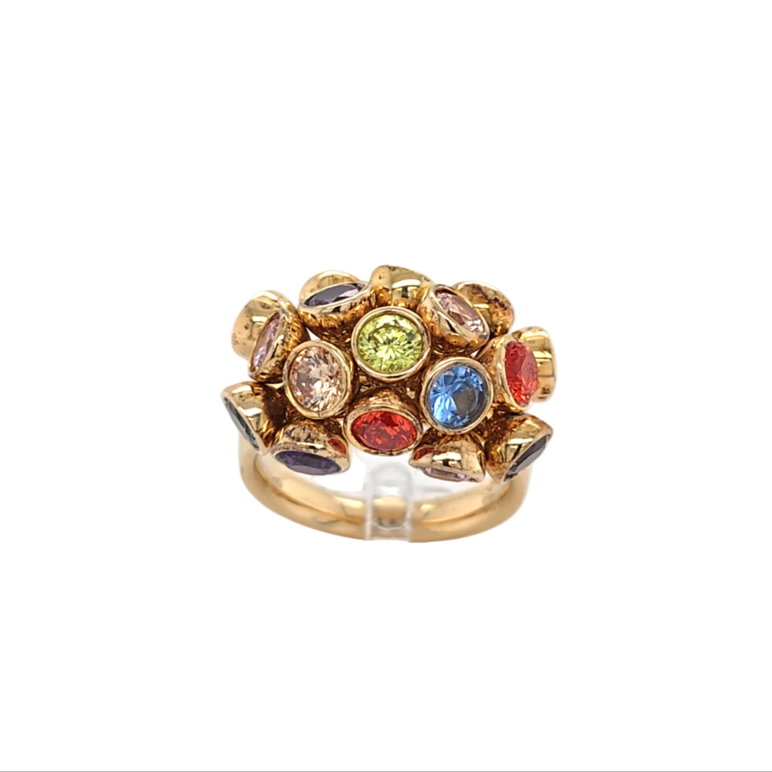 Ring Silber Vergoldet 925 Schmucksteine Bunt Damen