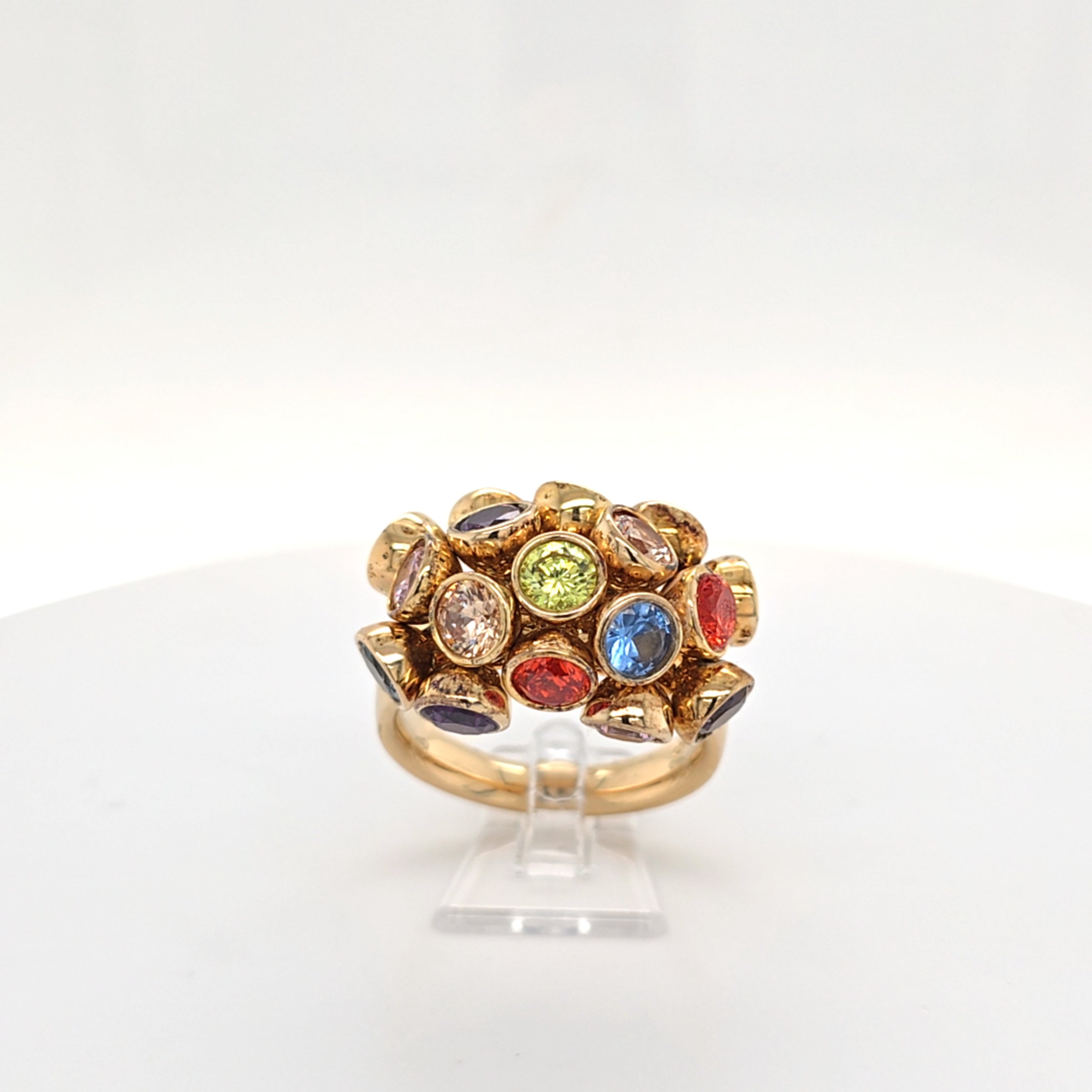 Ring Silber Vergoldet 925 Schmucksteine Bunt Damen Geschenk