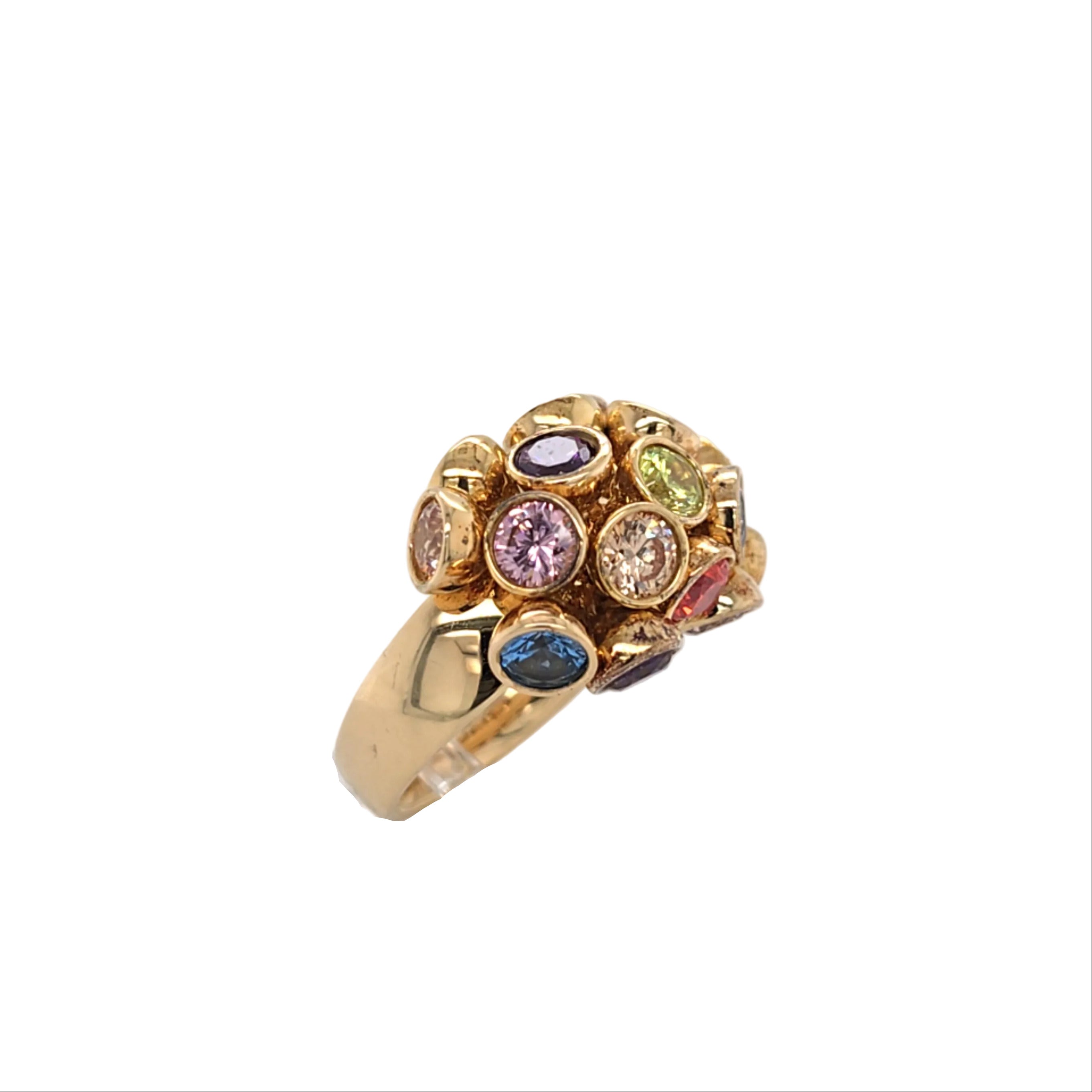 Ring Silber Vergoldet 925 Schmucksteine Bunt Damen